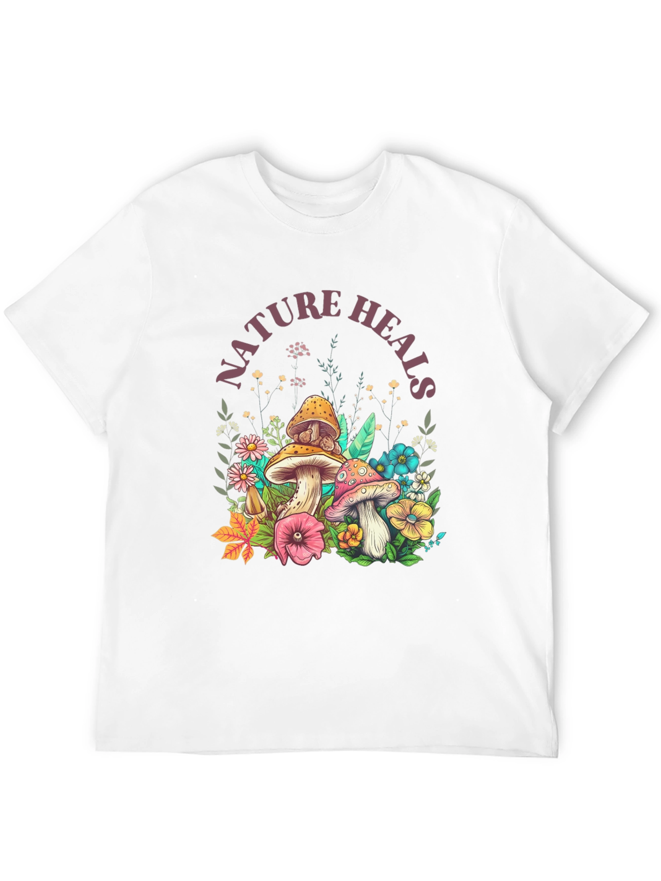 Nature Heals Graphic Tee - Mushroom Design