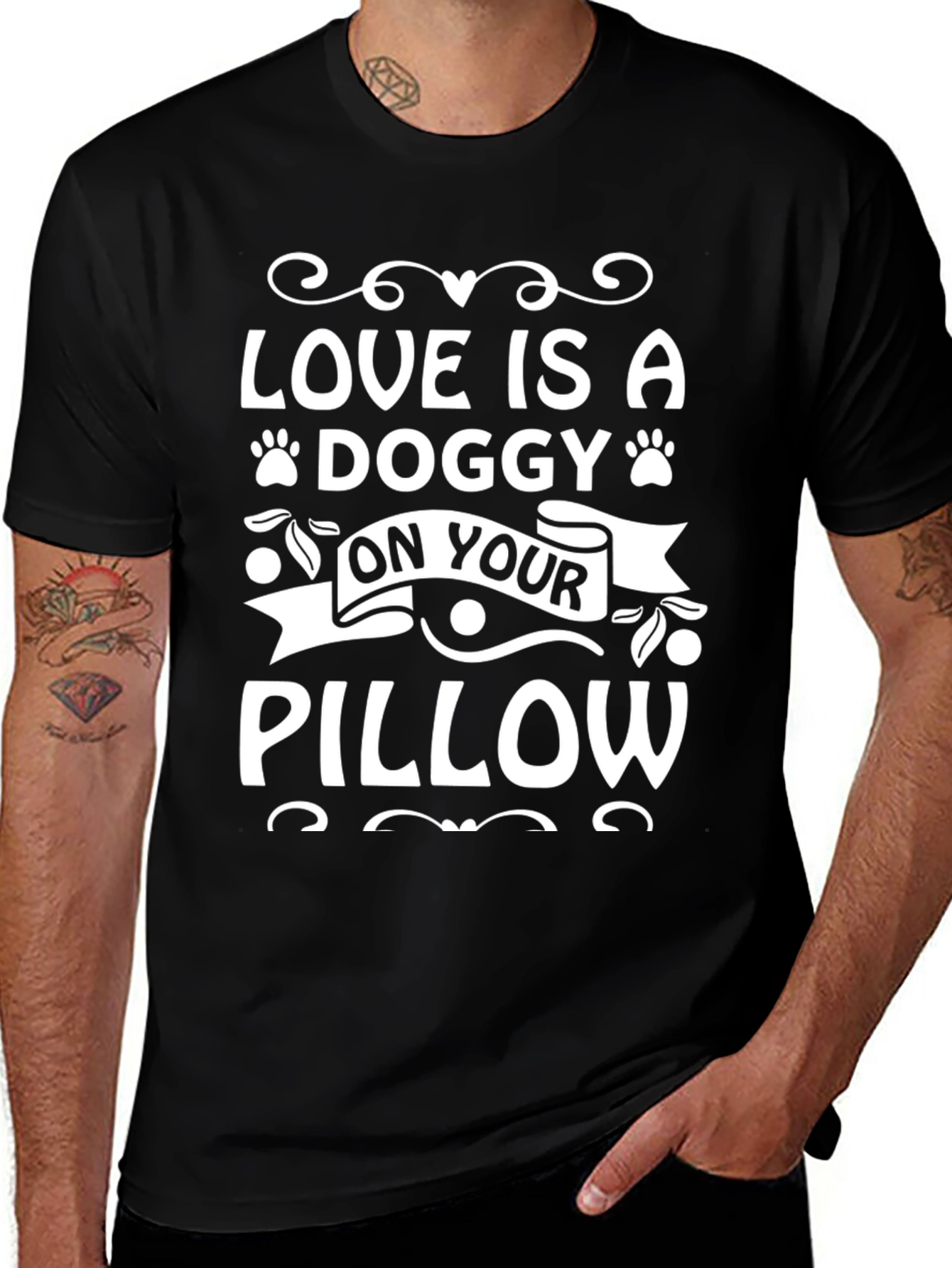 Dog Lover T-Shirt: Love Is A Doggy Pillow