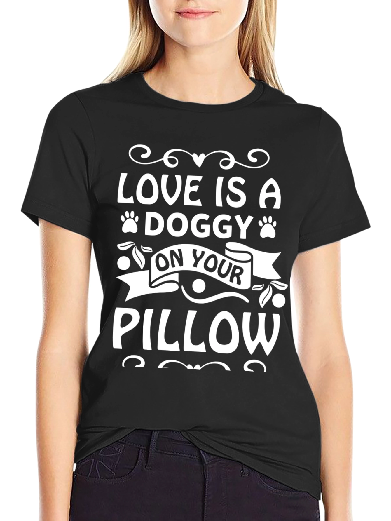 Dog Lover T-Shirt: Love Is A Doggy Pillow