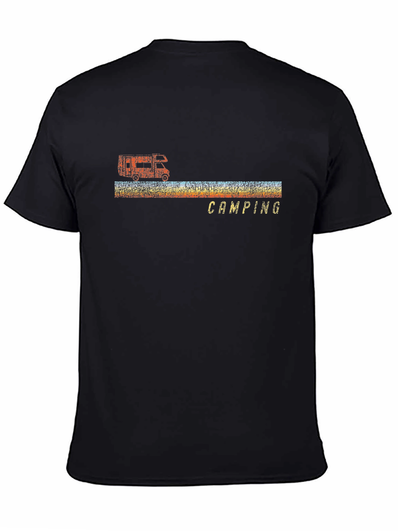 Retro Camping T-Shirt - Black Short Sleeve