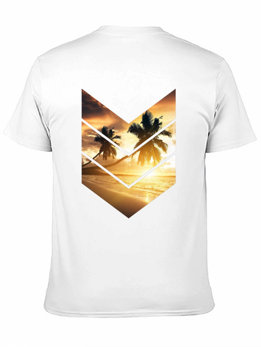 Sunset Palms Graphic Tee - Stylish Black Cotton T-Shirt