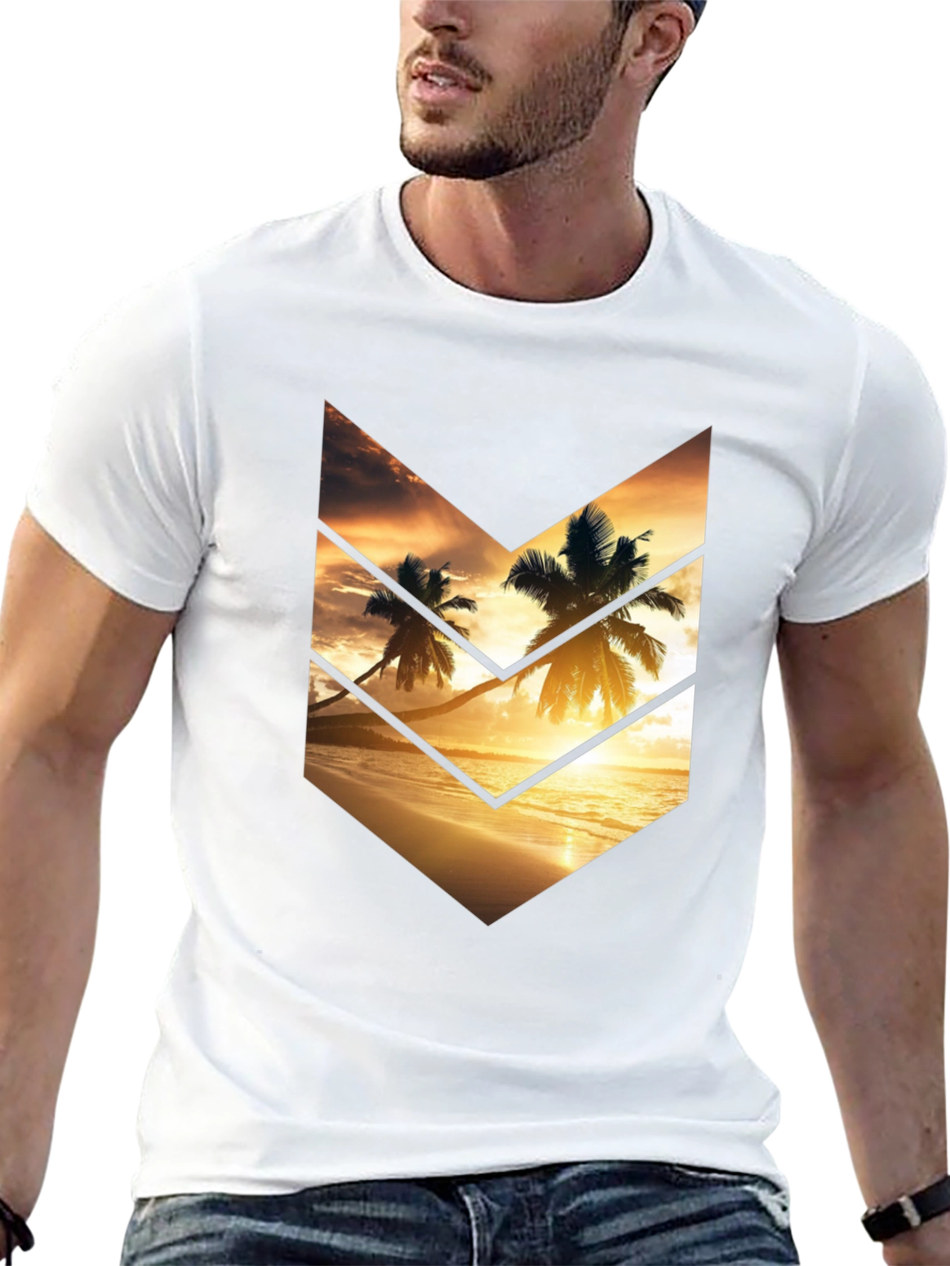 Sunset Palms Graphic Tee - Stylish Black Cotton T-Shirt
