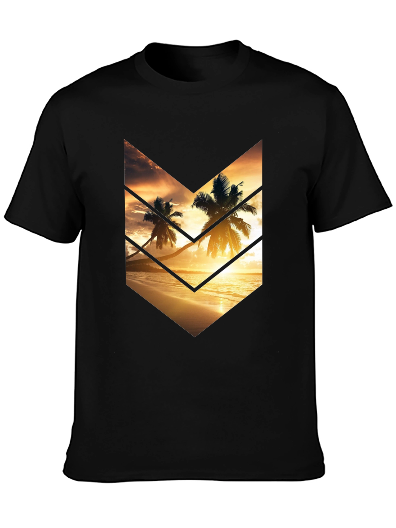 Sunset Palms Graphic Tee - Stylish Black Cotton T-Shirt