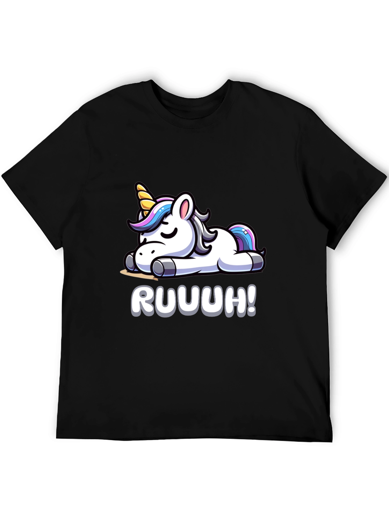 Unicorn Ruuuh! Graphic Black T-Shirt