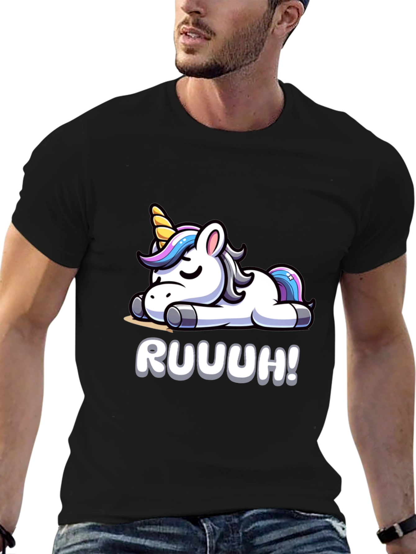 Unicorn Ruuuh! Graphic Black T-Shirt
