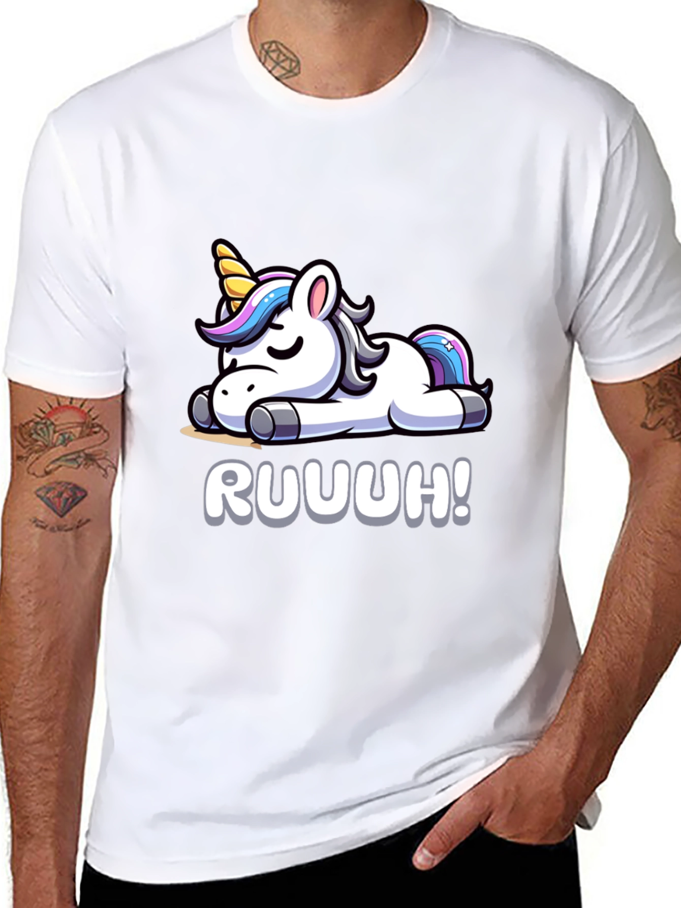 Unicorn Ruuuh! Graphic Black T-Shirt
