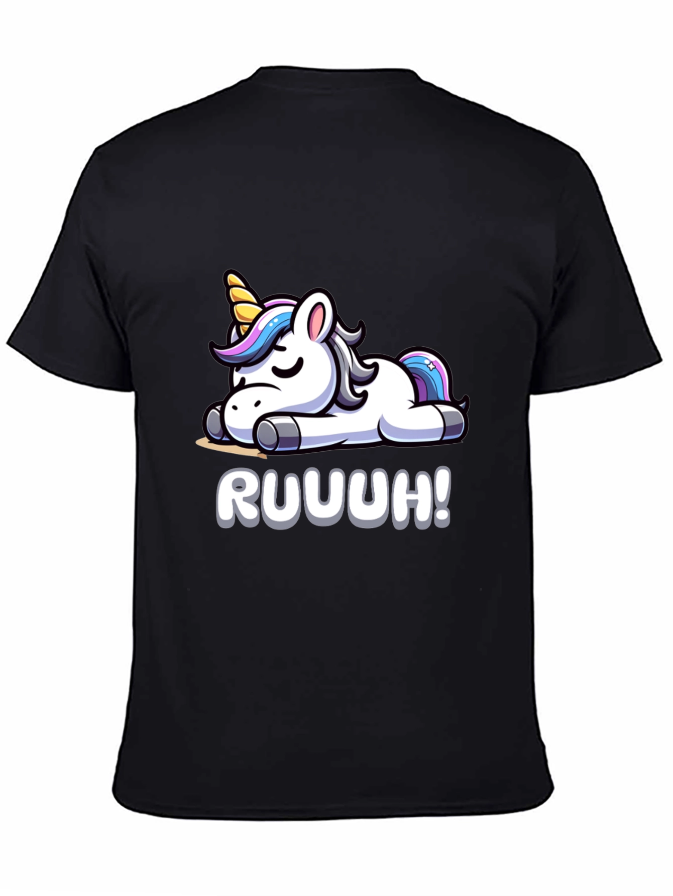 Unicorn Ruuuh! Graphic Black T-Shirt