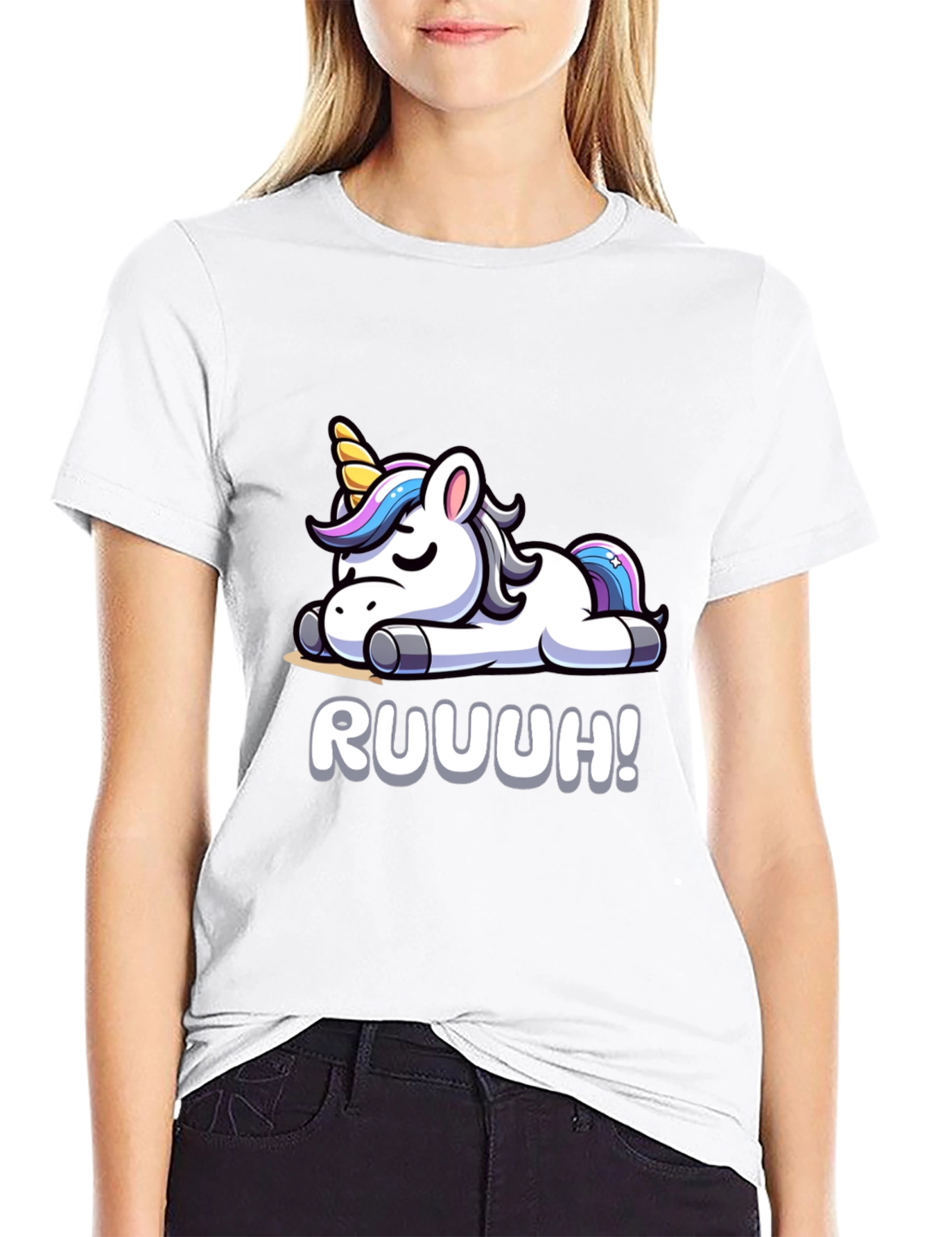Unicorn Ruuuh! Graphic Black T-Shirt