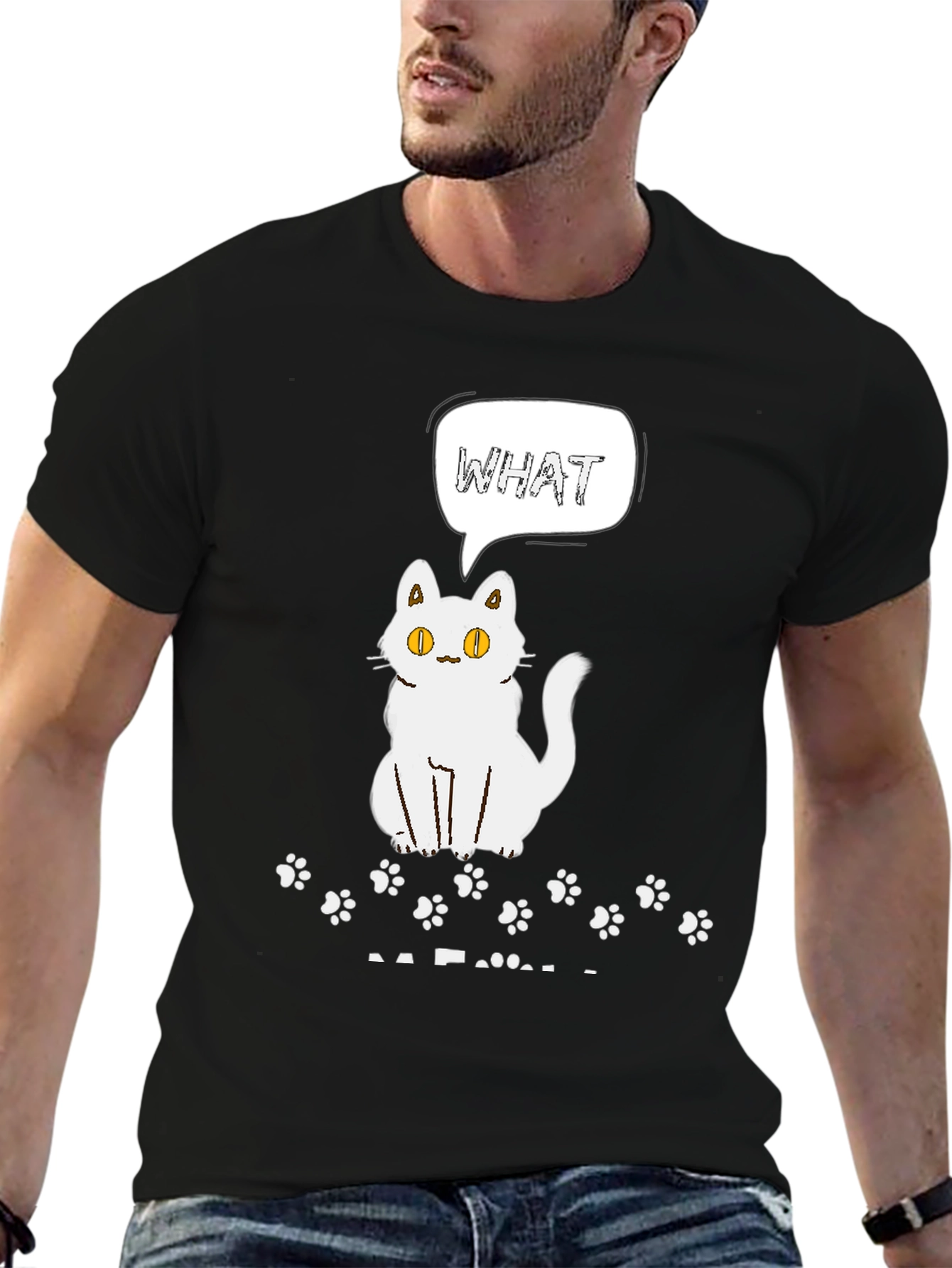 Funny Cat What T-Shirt for Men