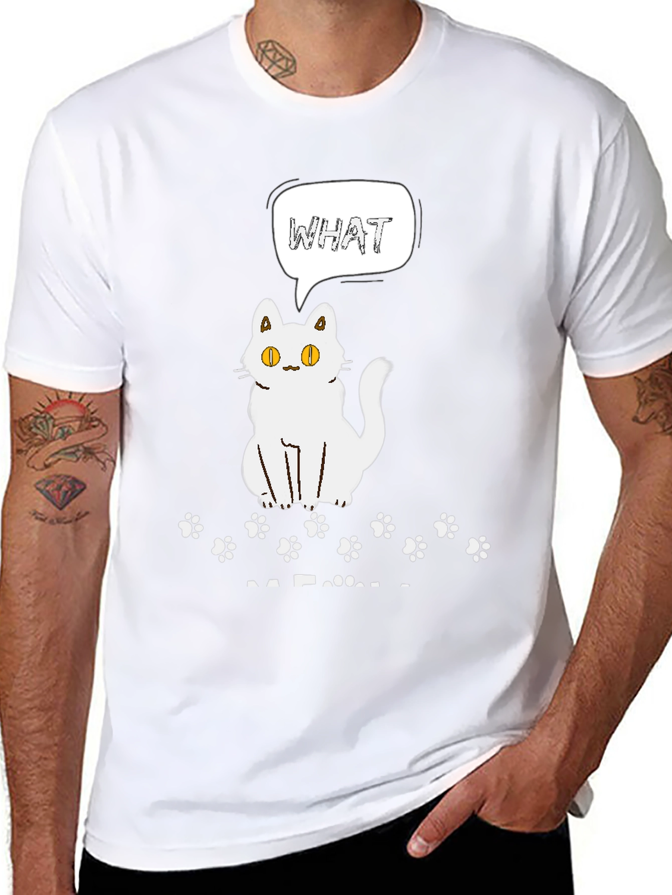 Funny Cat What T-Shirt for Men