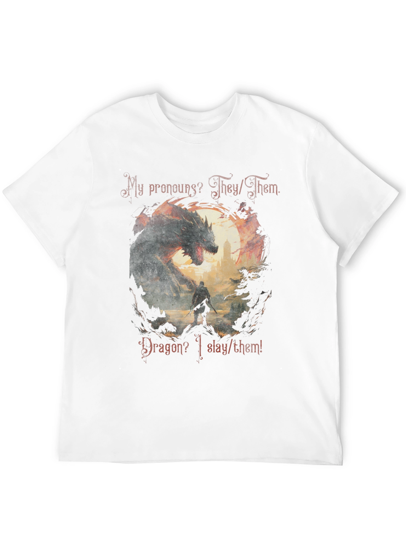 Dragon Slayer Pronoun T-Shirt - They/Them Fantasy Tee