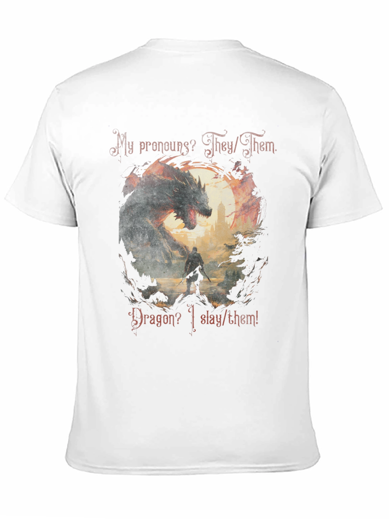 Dragon Slayer Pronoun T-Shirt - They/Them Fantasy Tee