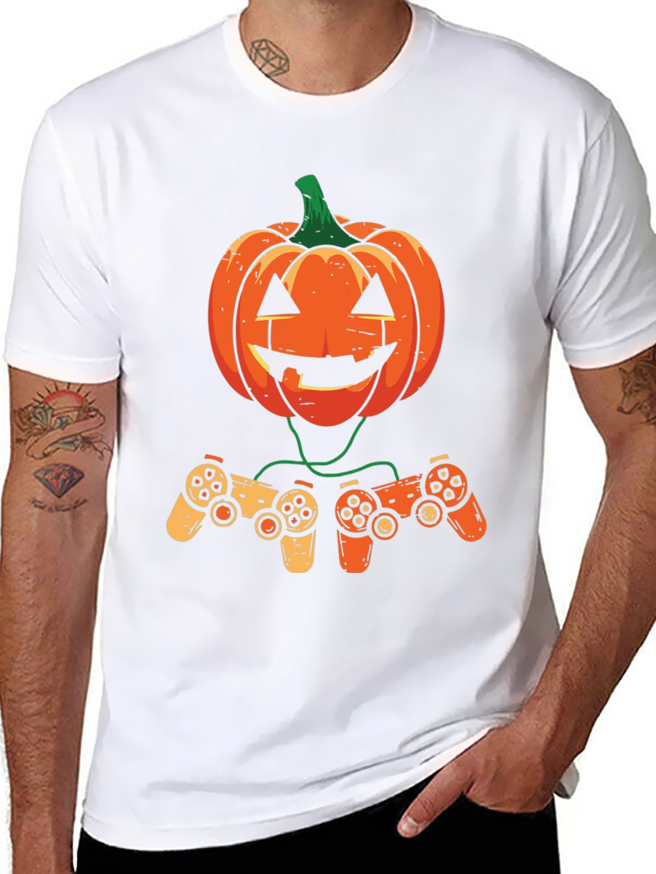 Gamer Pumpkin Halloween Graphic Tee