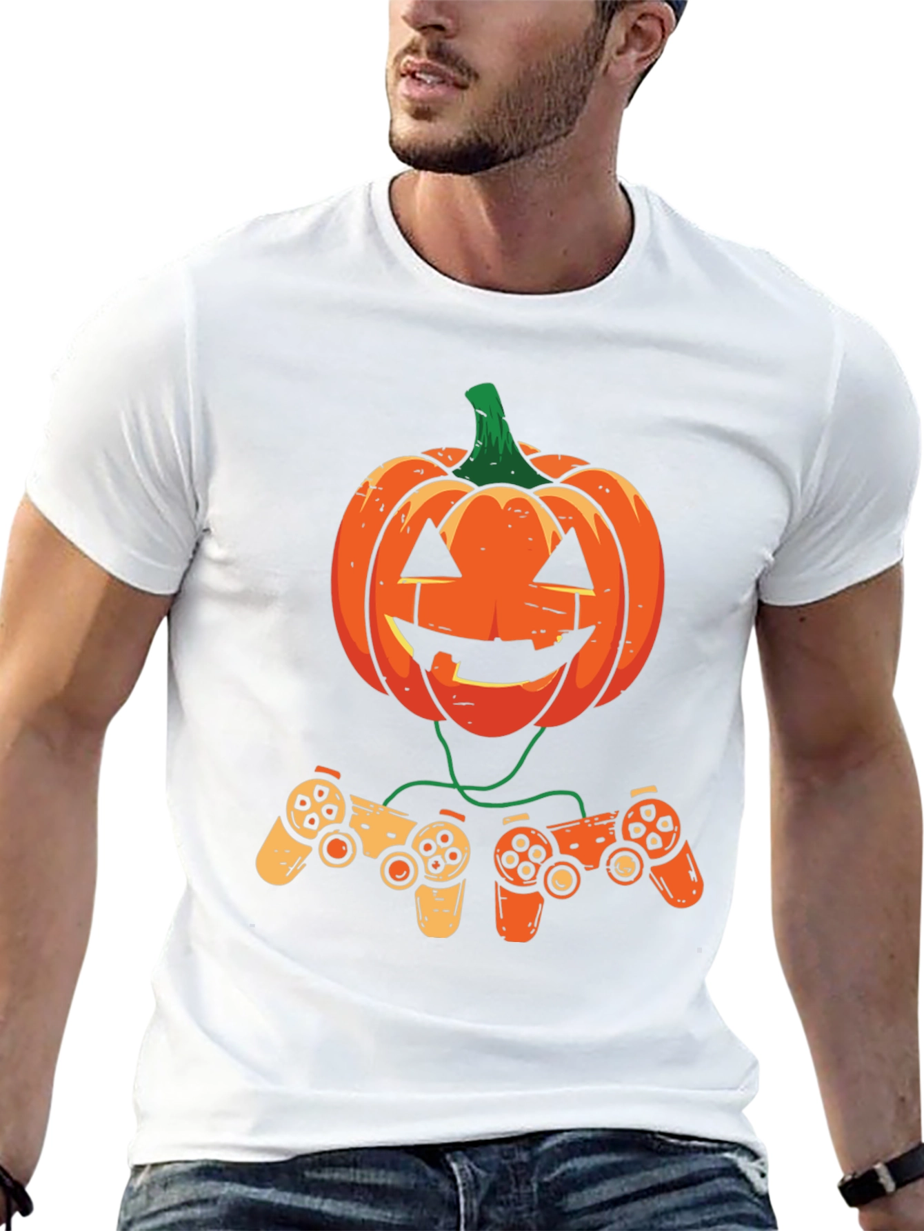Gamer Pumpkin Halloween Graphic Tee