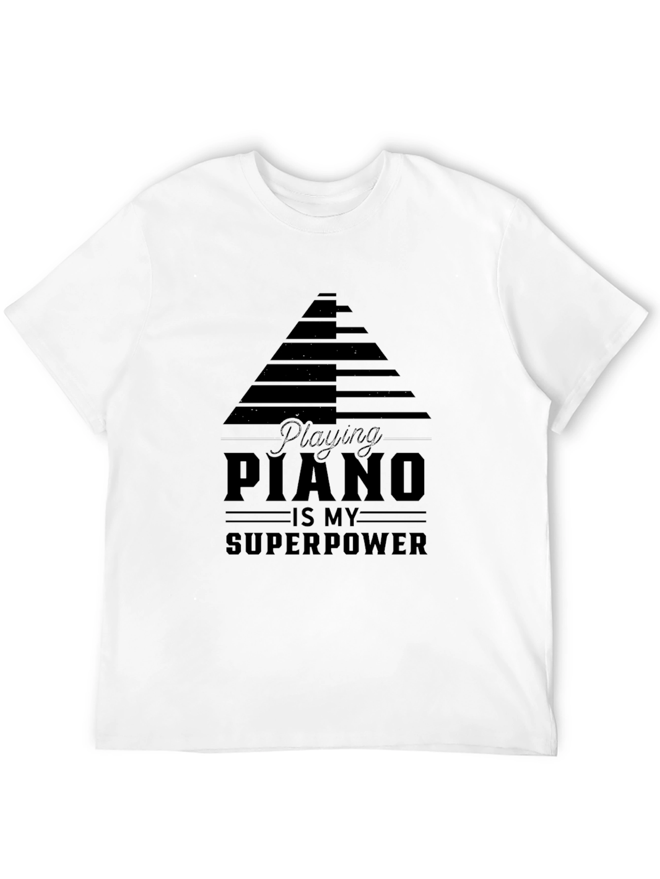 Piano Superpower Black Graphic T-Shirt