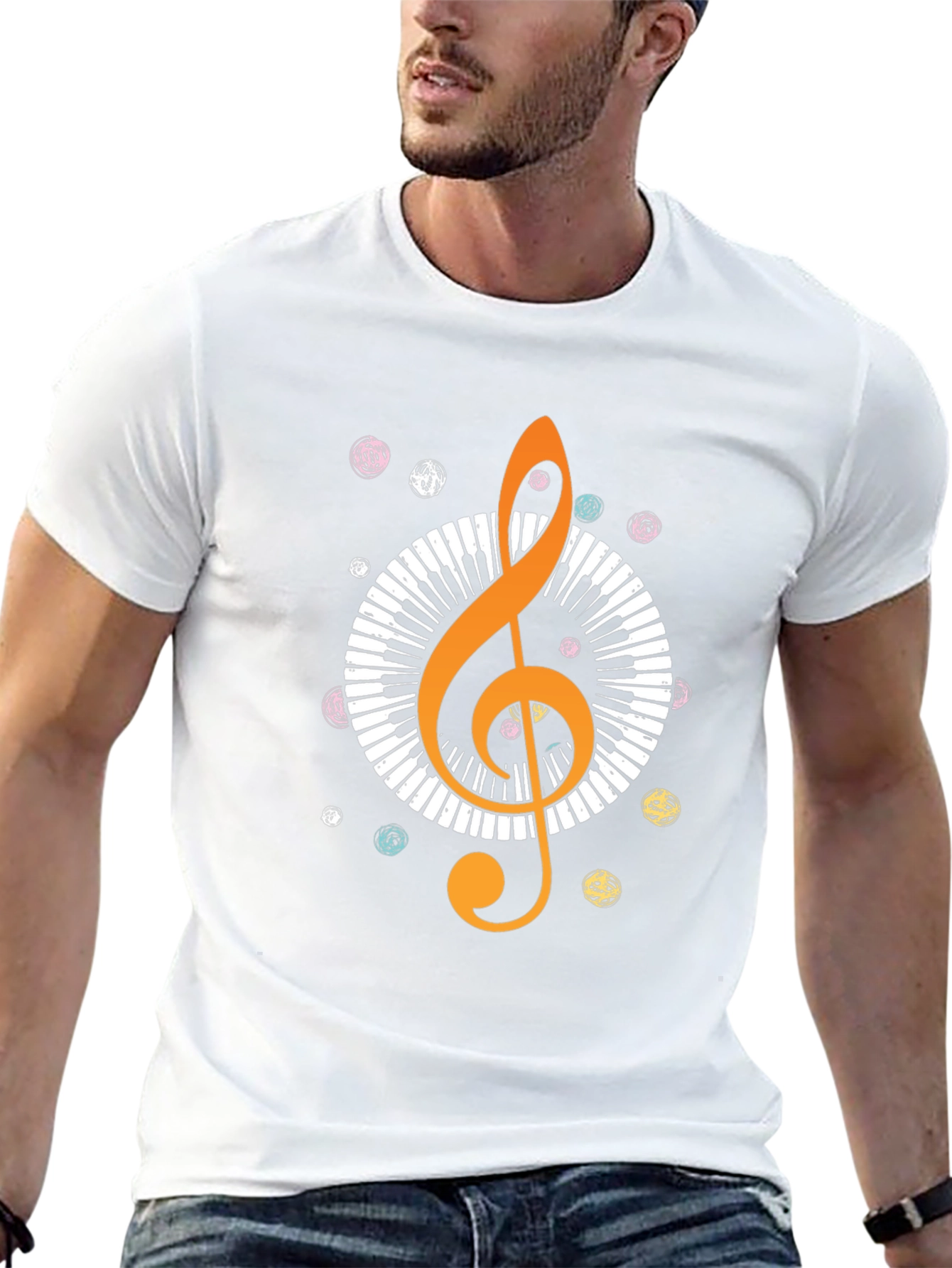 Music Lovers T-Shirt: Treble Clef & Piano Design