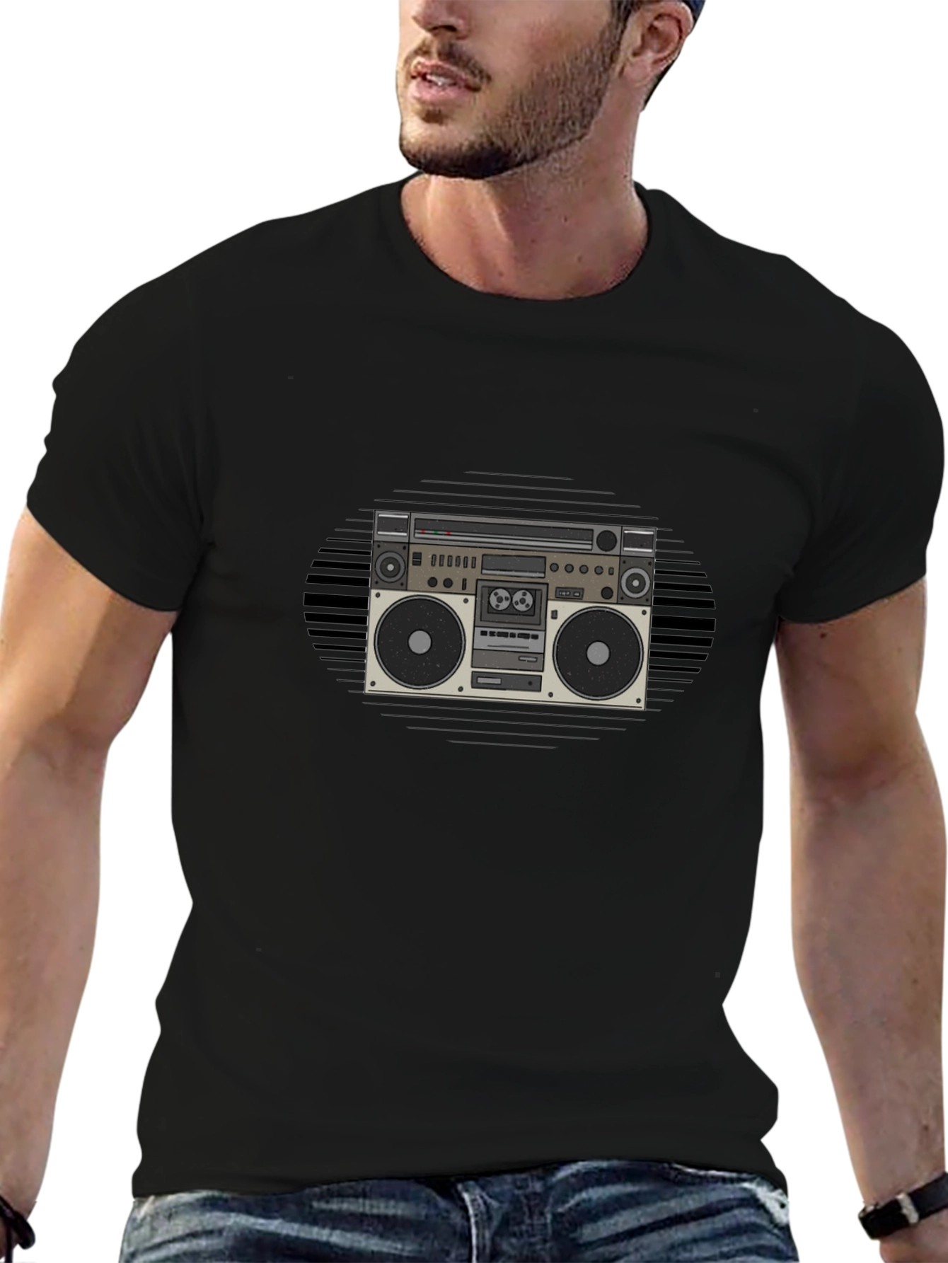 Retro Boombox Graphic Tee - Classic Style