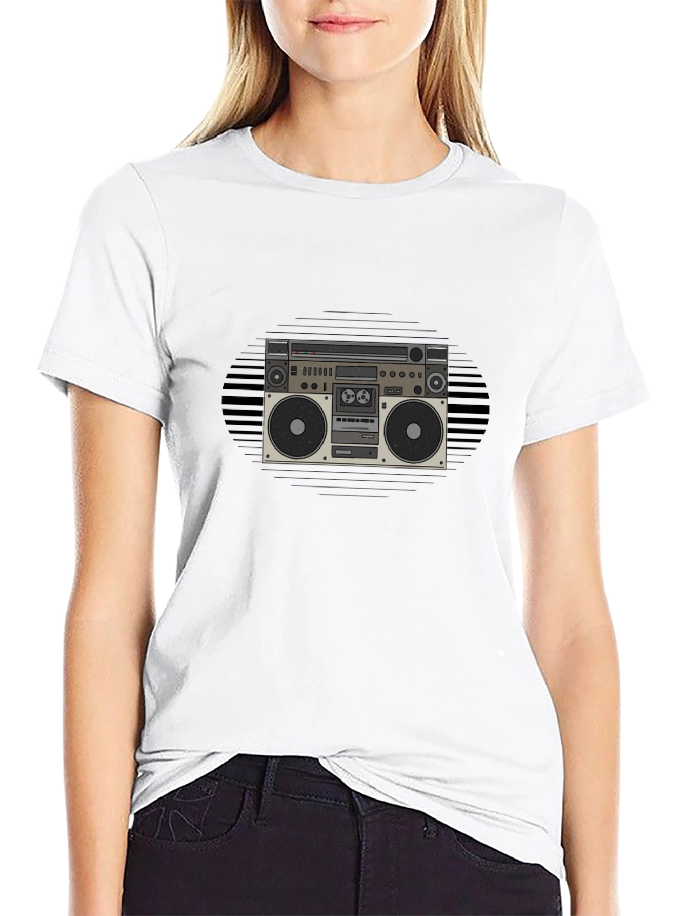 Retro Boombox Graphic Tee - Classic Style