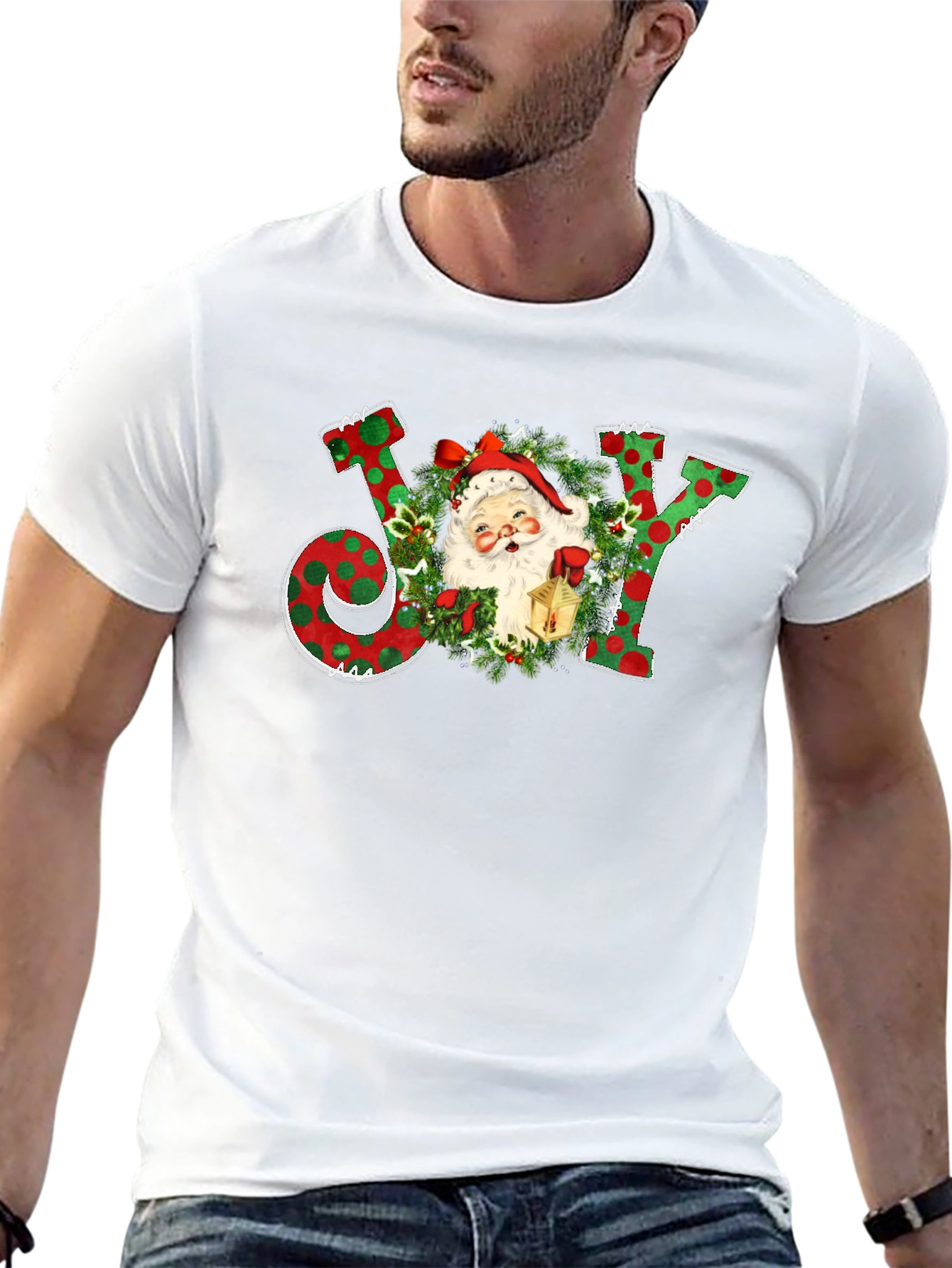 Festive Holiday Joy Santa T-Shirt