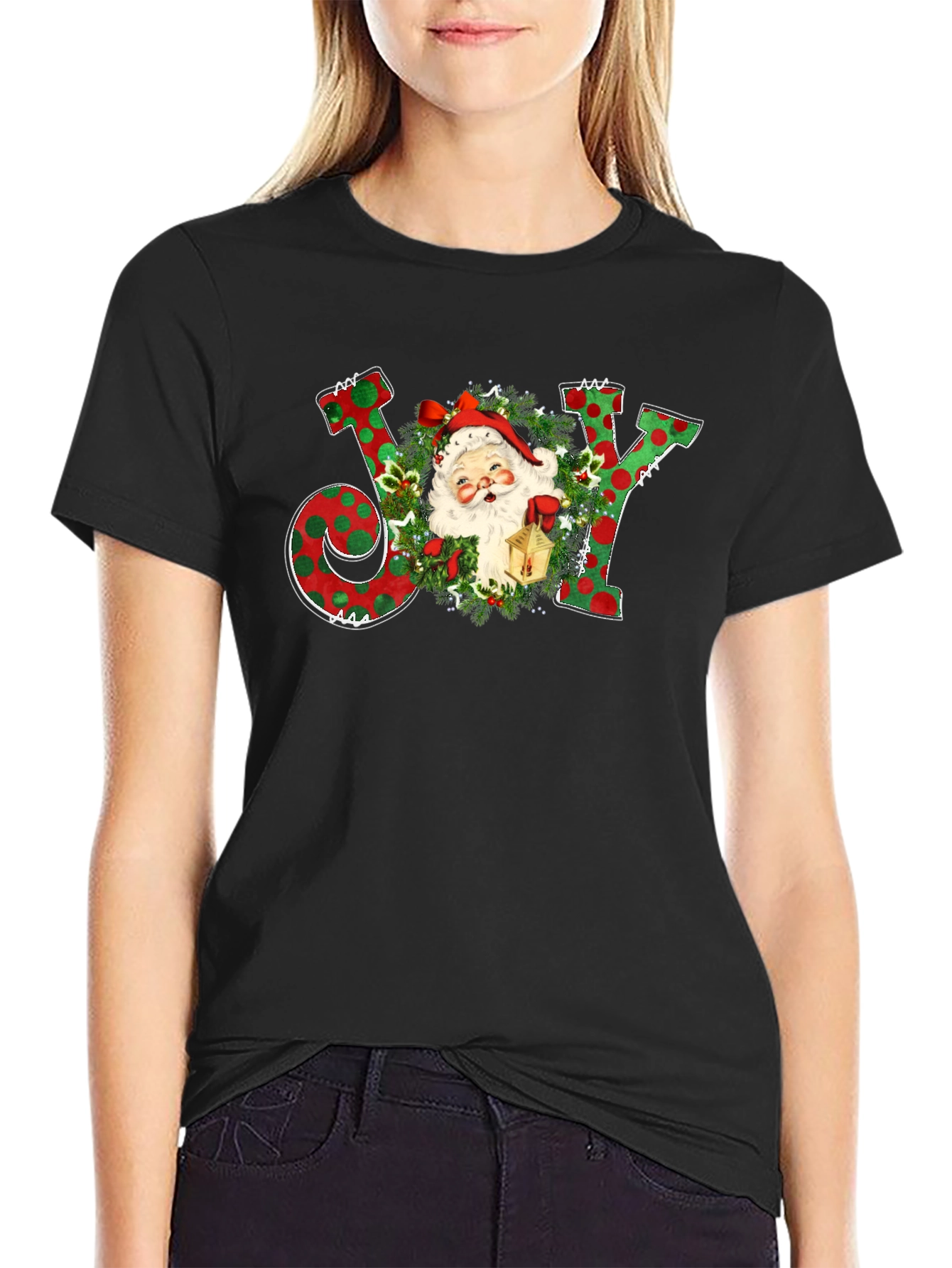 Festive Holiday Joy Santa T-Shirt