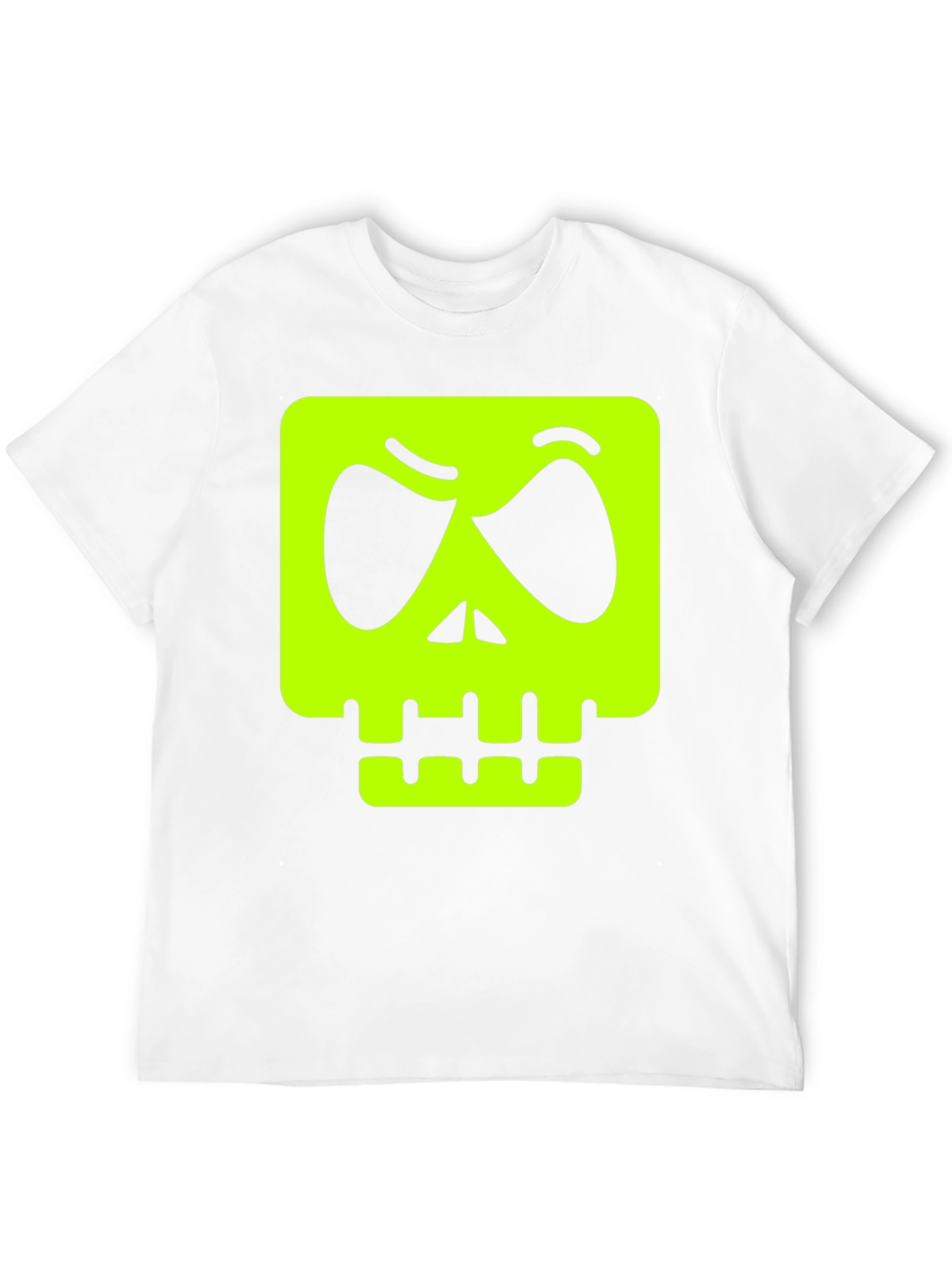 Mens Black T-shirt with Neon Green Skull Graphic