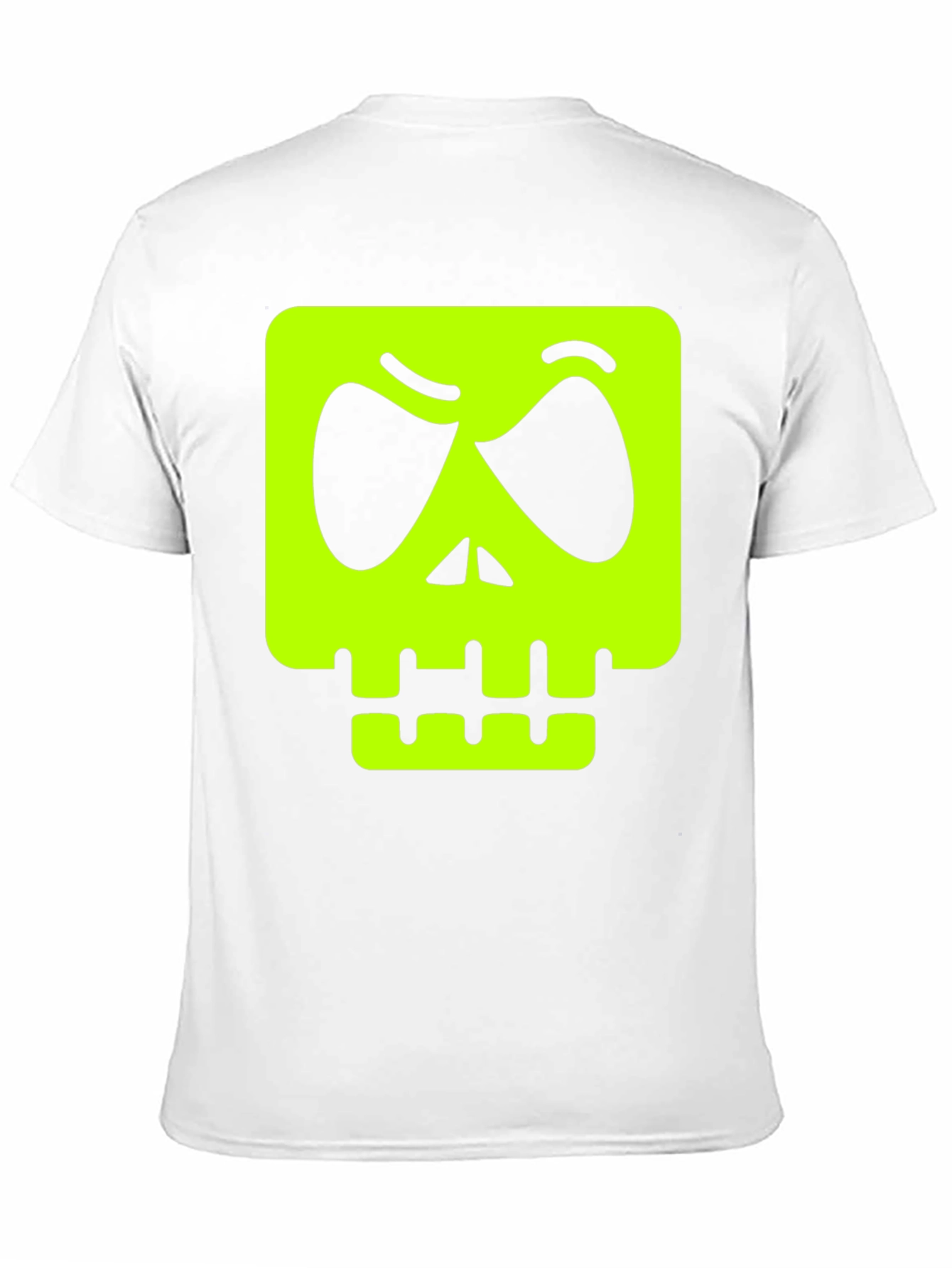 Mens Black T-shirt with Neon Green Skull Graphic