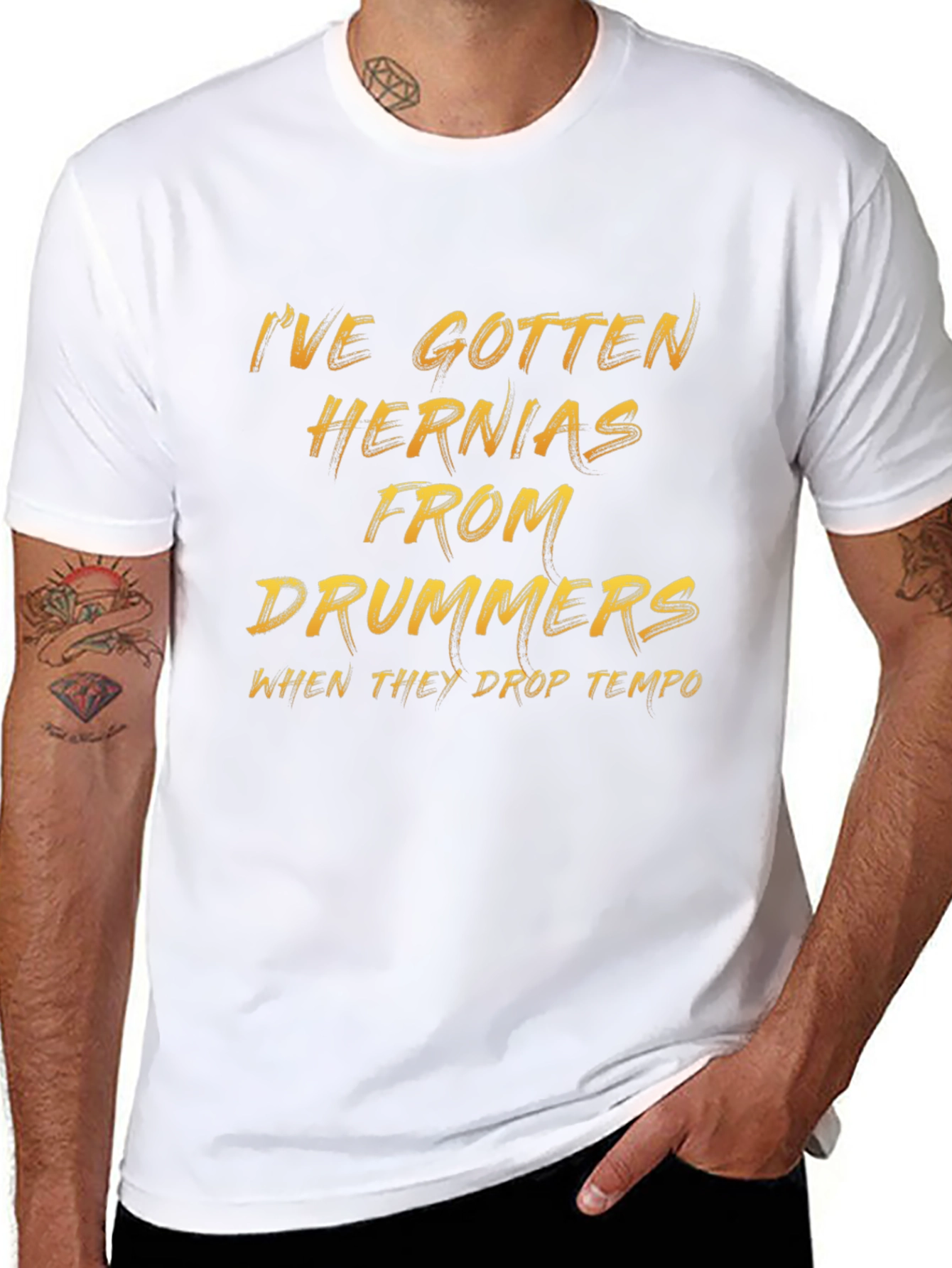 Funny Musician T-Shirt: Hernias From Drummers