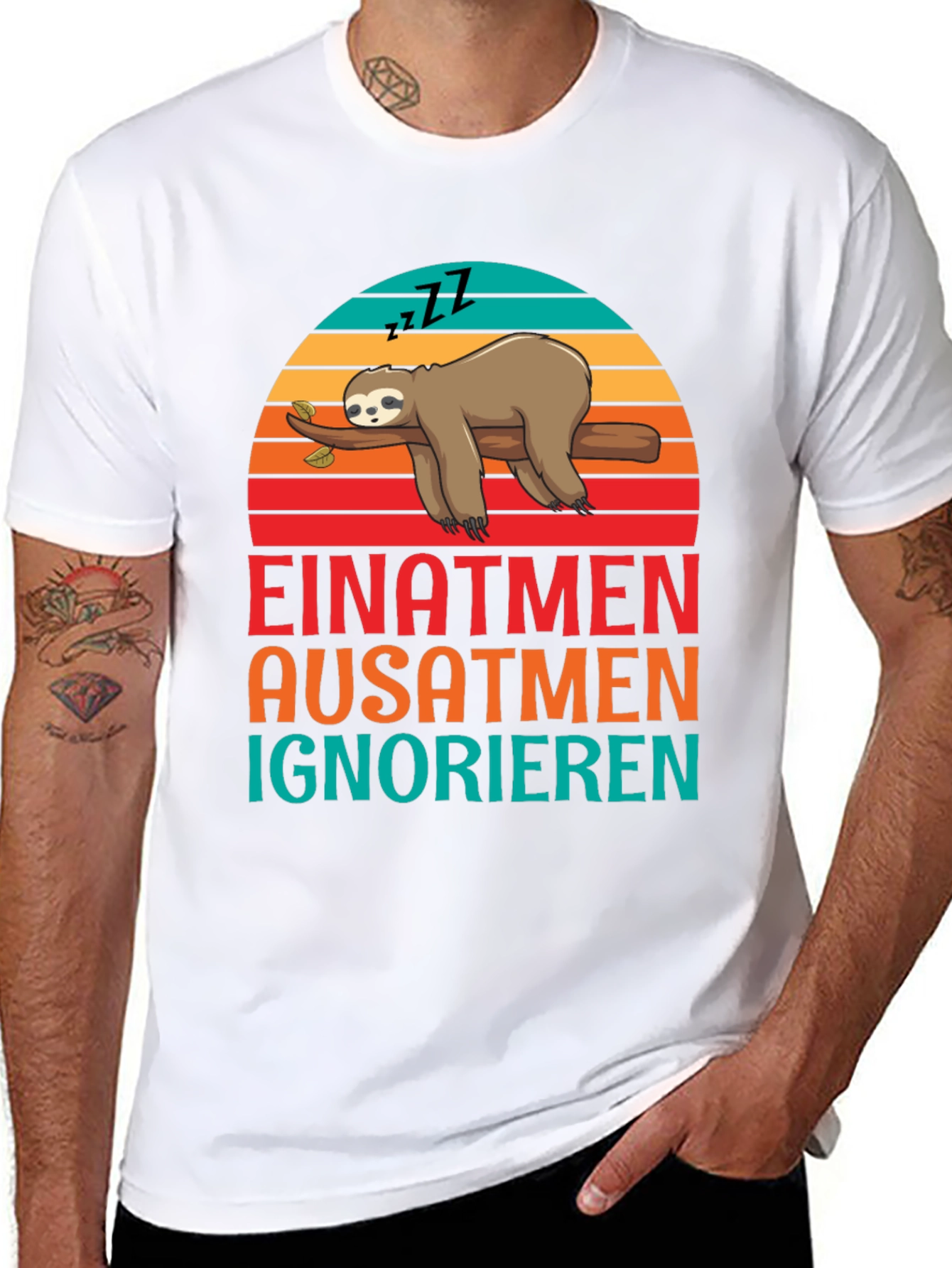 Einatmen Ausatmen Ignorieren Sloth Graphic Tee