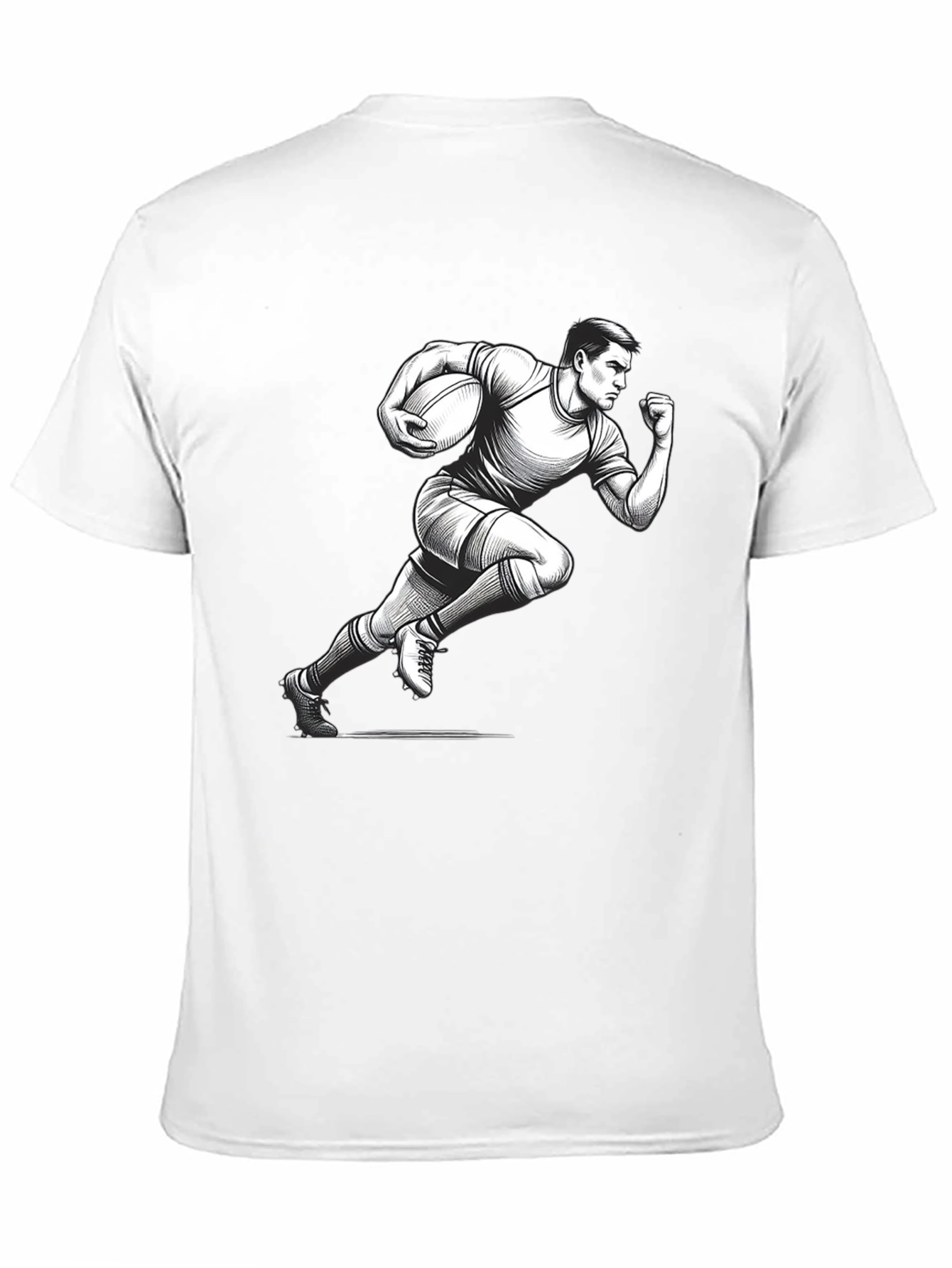 Rugby Player Graphic T-Shirt - Black