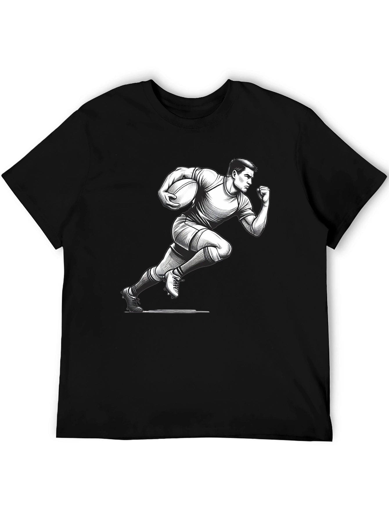 Rugby Player Graphic T-Shirt - Black