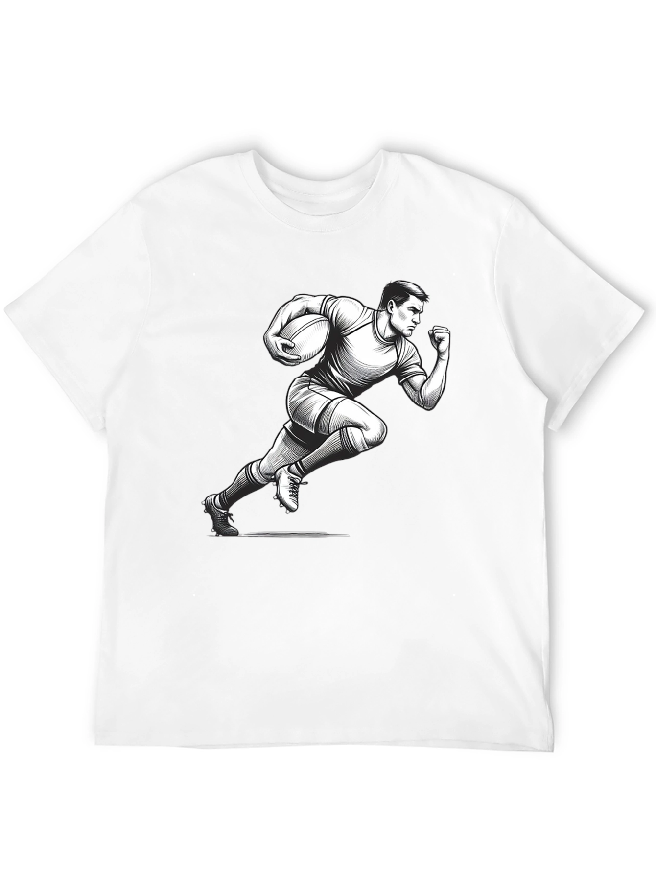 Rugby Player Graphic T-Shirt - Black