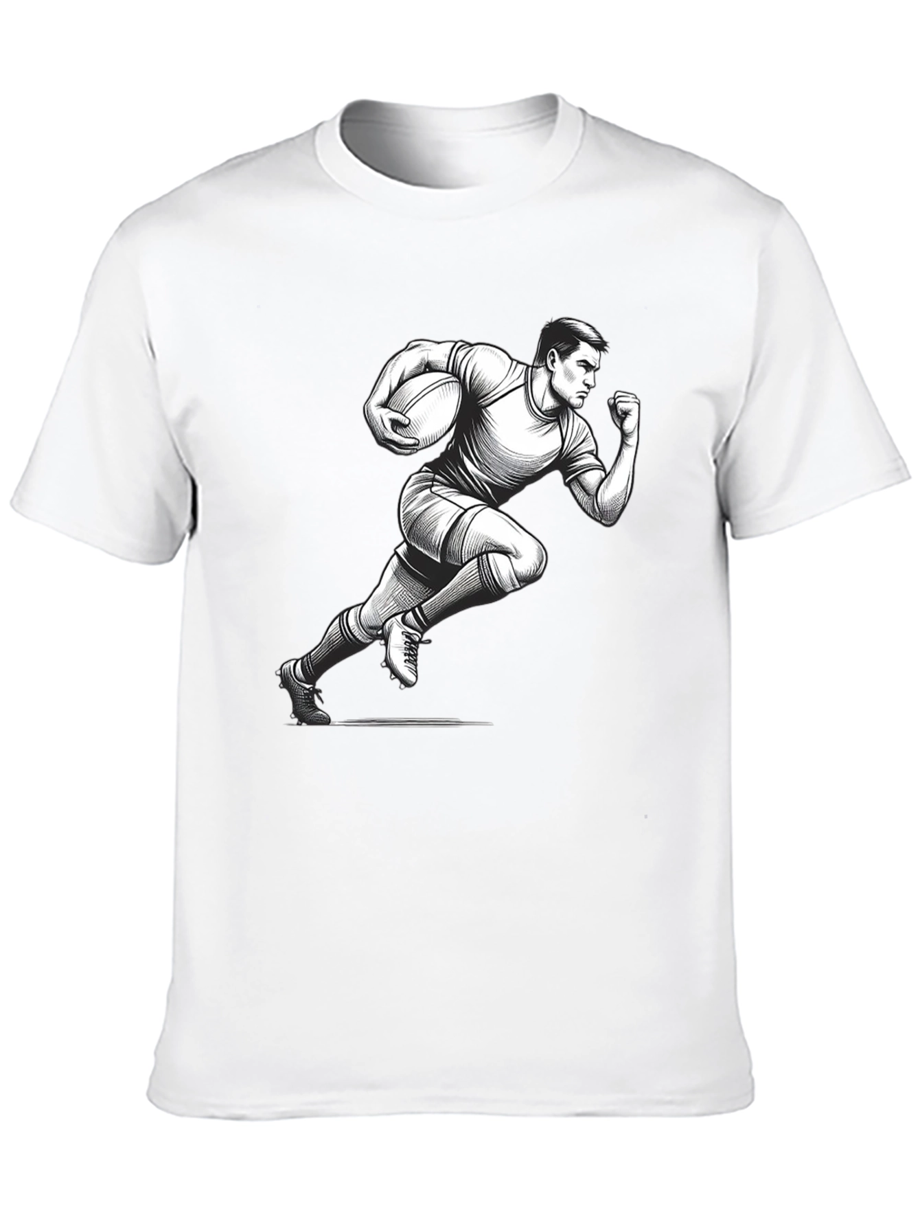 Rugby Player Graphic T-Shirt - Black
