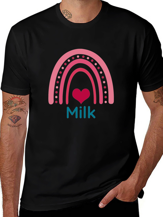 Cute Milk Heart Rainbow Graphic Tee