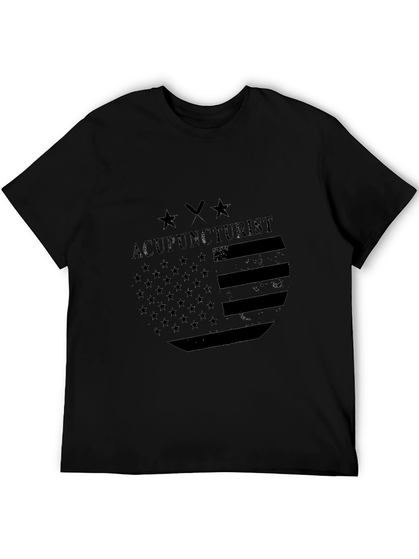Acupuncturist American Flag Black T-Shirt