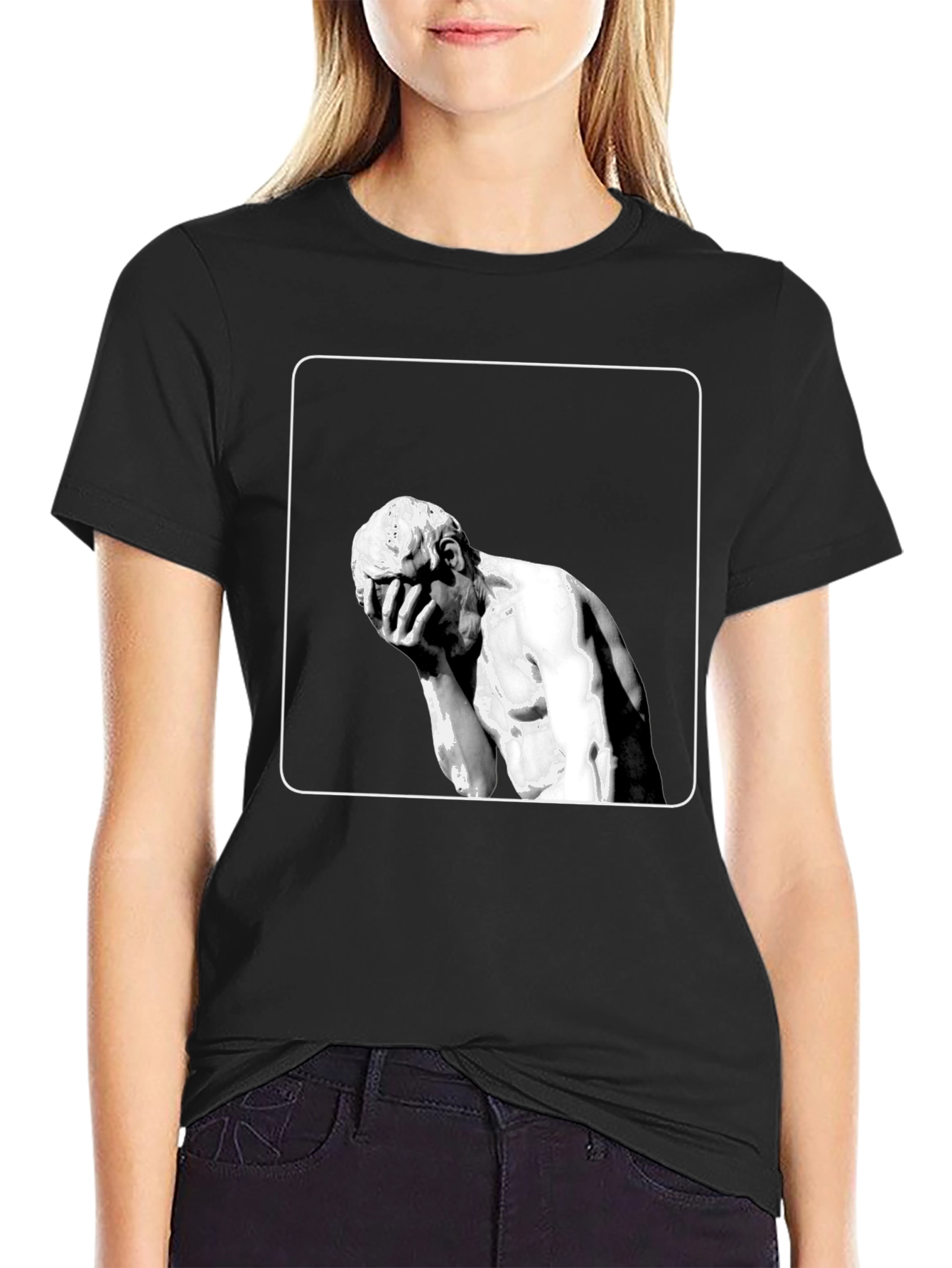 Modern Art Tee - Melancholy Statue Graphic