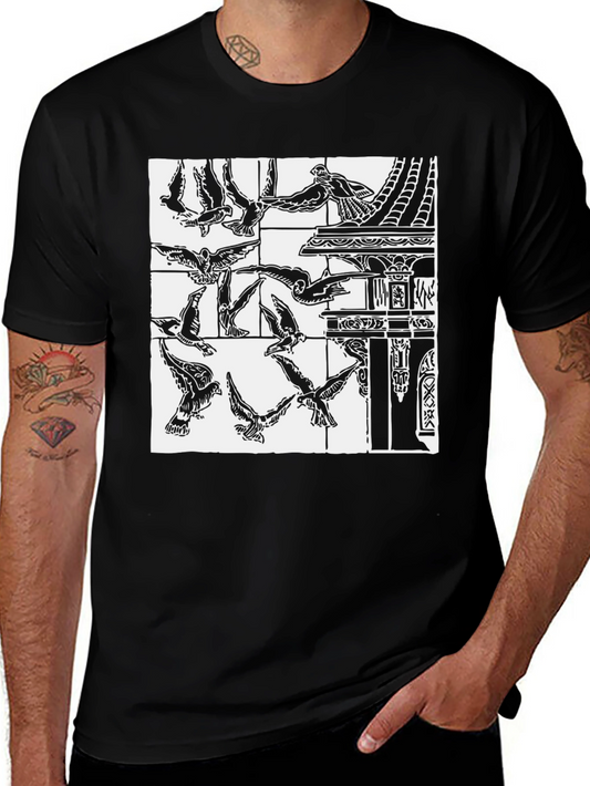 Birds & Architecture Graphic Print T-Shirt