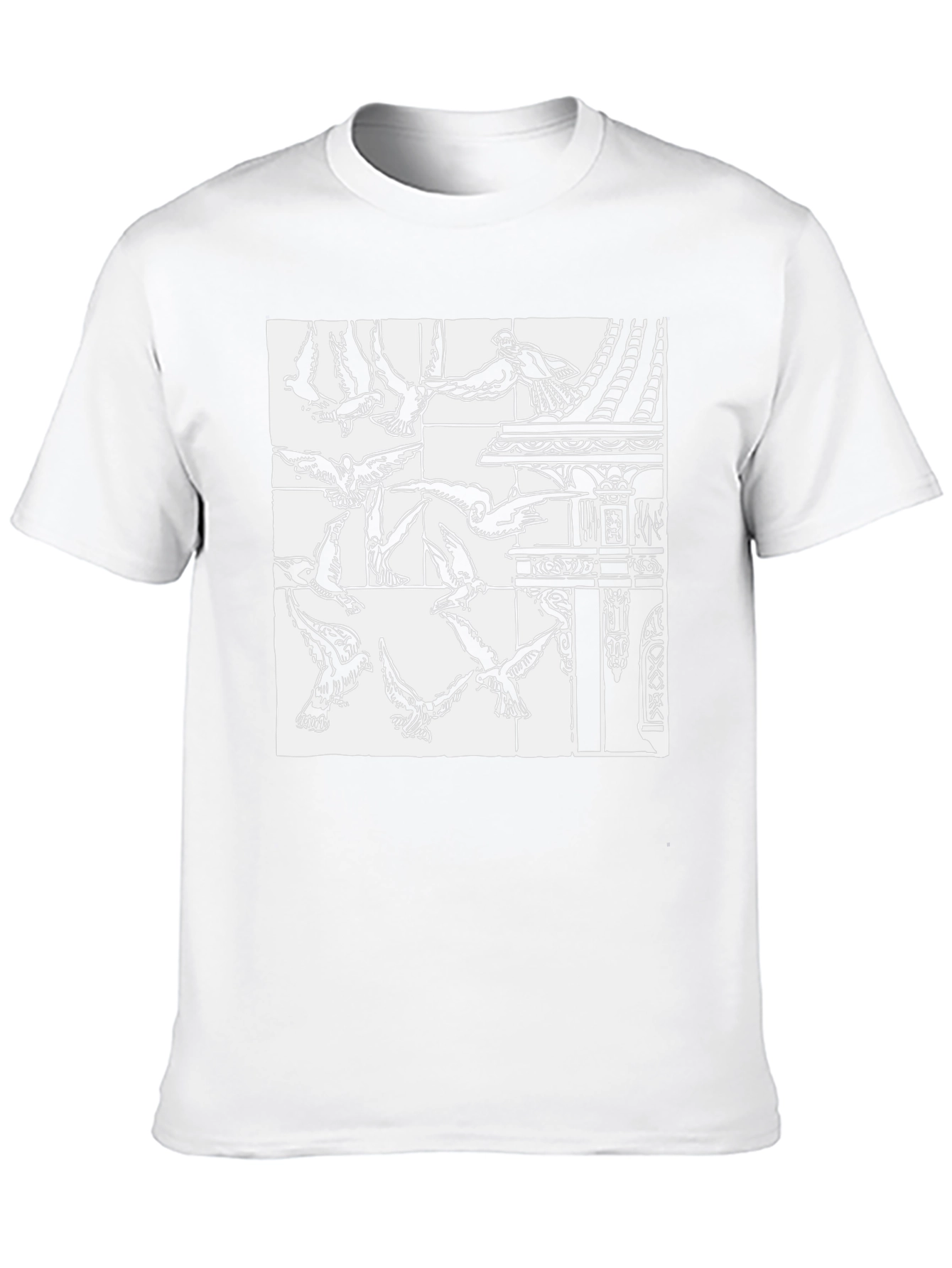 Birds & Architecture Graphic Print T-Shirt