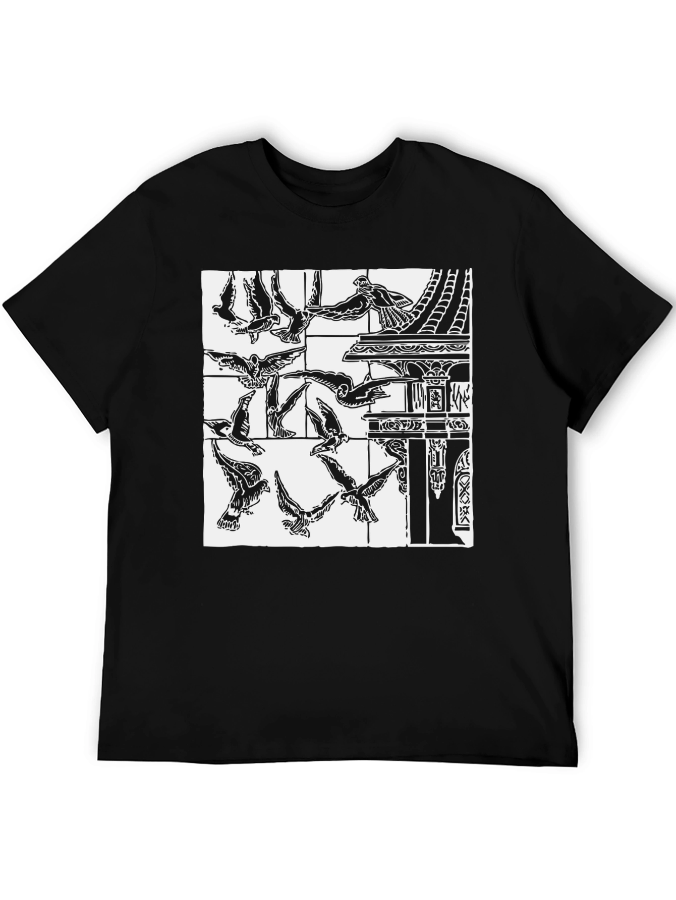 Birds & Architecture Graphic Print T-Shirt