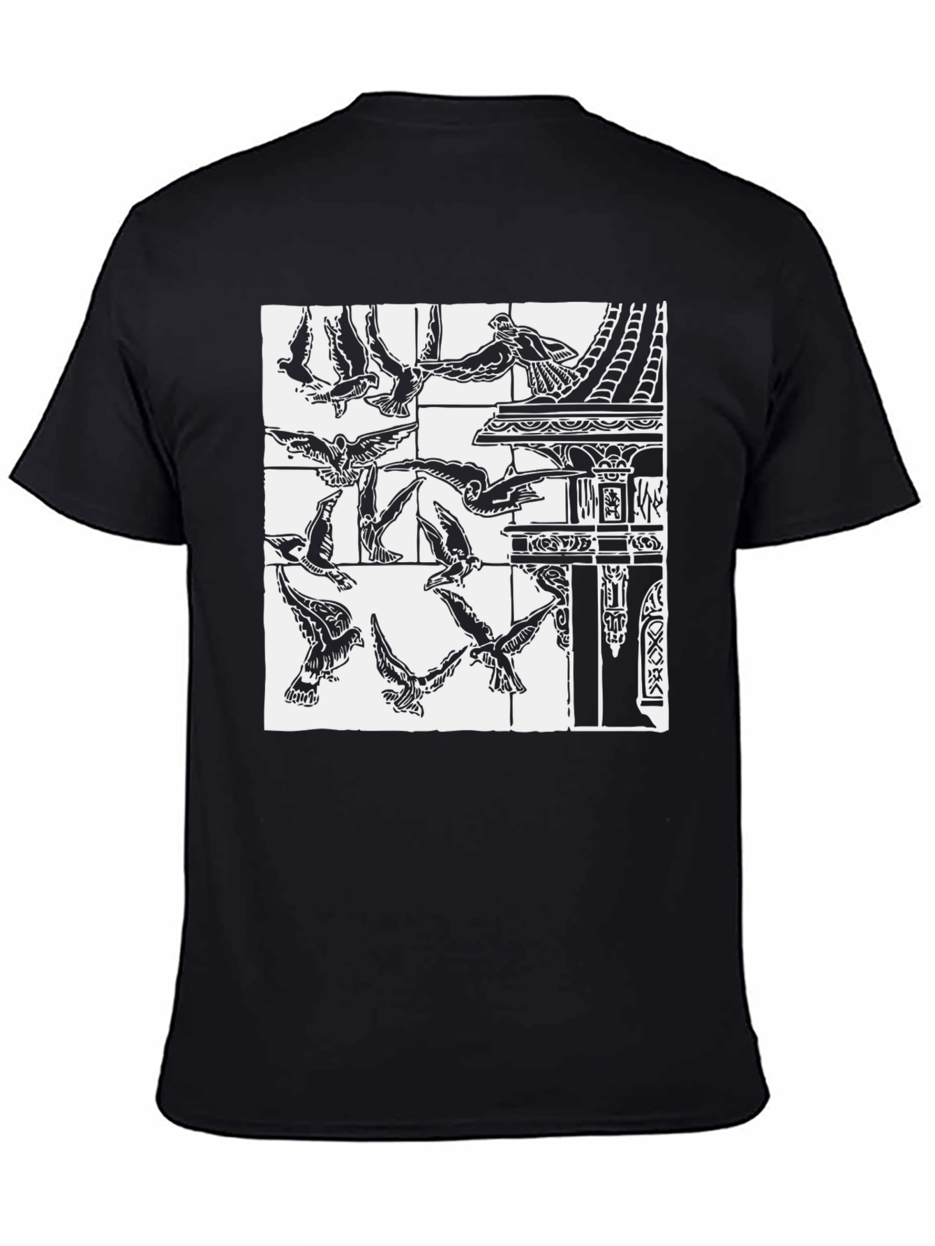 Birds & Architecture Graphic Print T-Shirt
