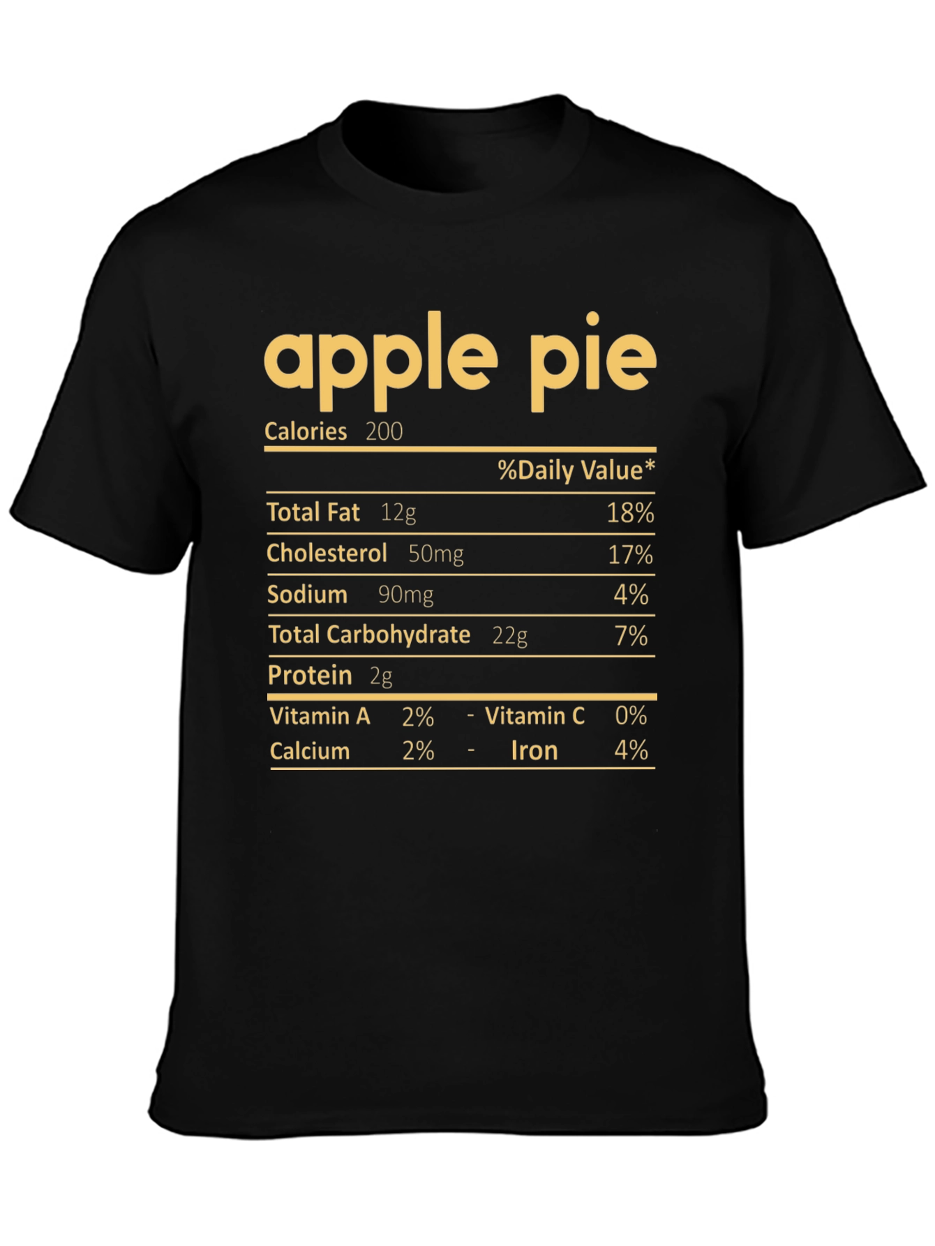 Apple Pie Nutrition Facts T-Shirt - Funny Foodie Tee