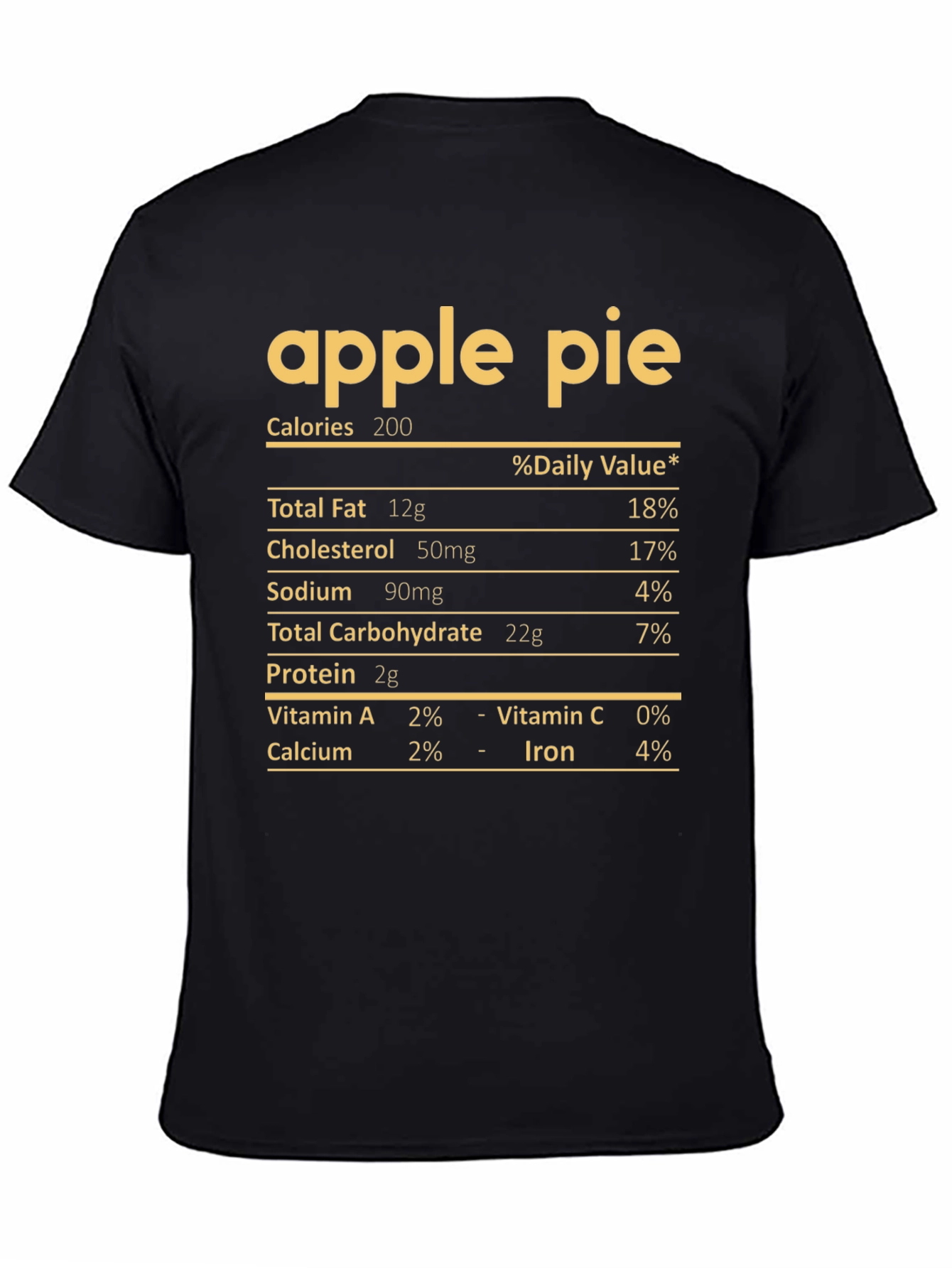 Apple Pie Nutrition Facts T-Shirt - Funny Foodie Tee