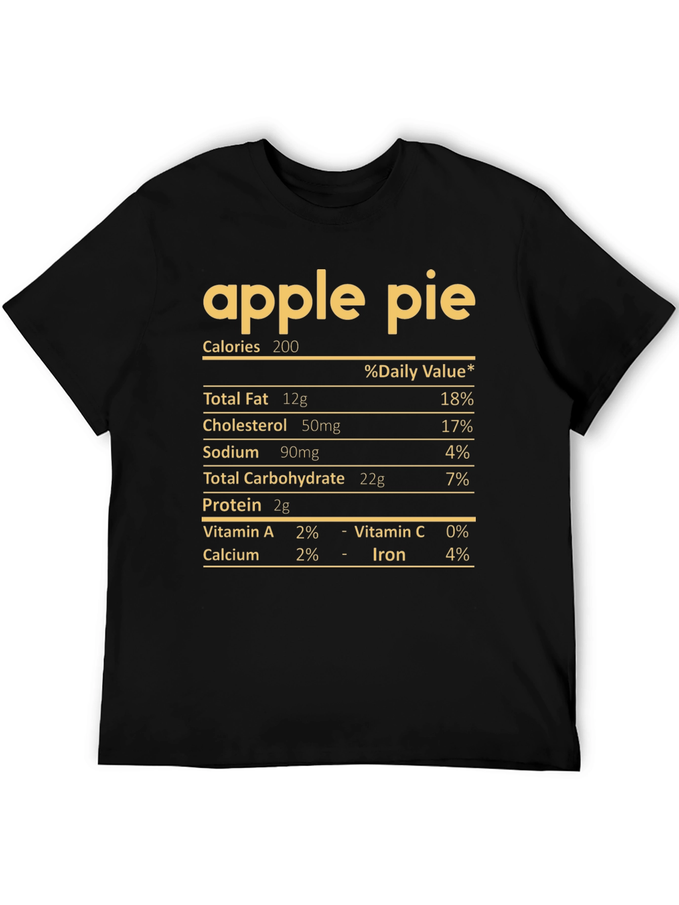Apple Pie Nutrition Facts T-Shirt - Funny Foodie Tee
