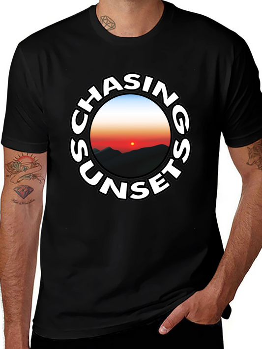 Chasing Sunsets Graphic Tee - Black Cotton T-Shirt