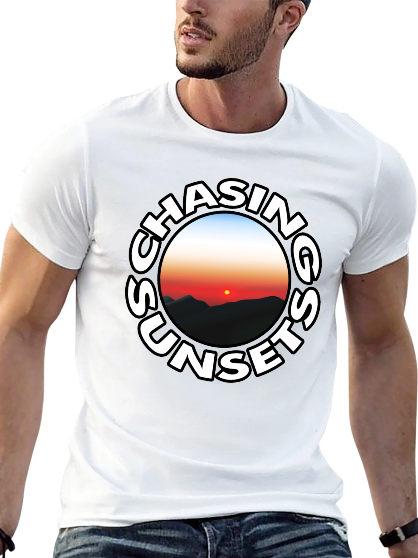 Chasing Sunsets Graphic Tee - Black Cotton T-Shirt