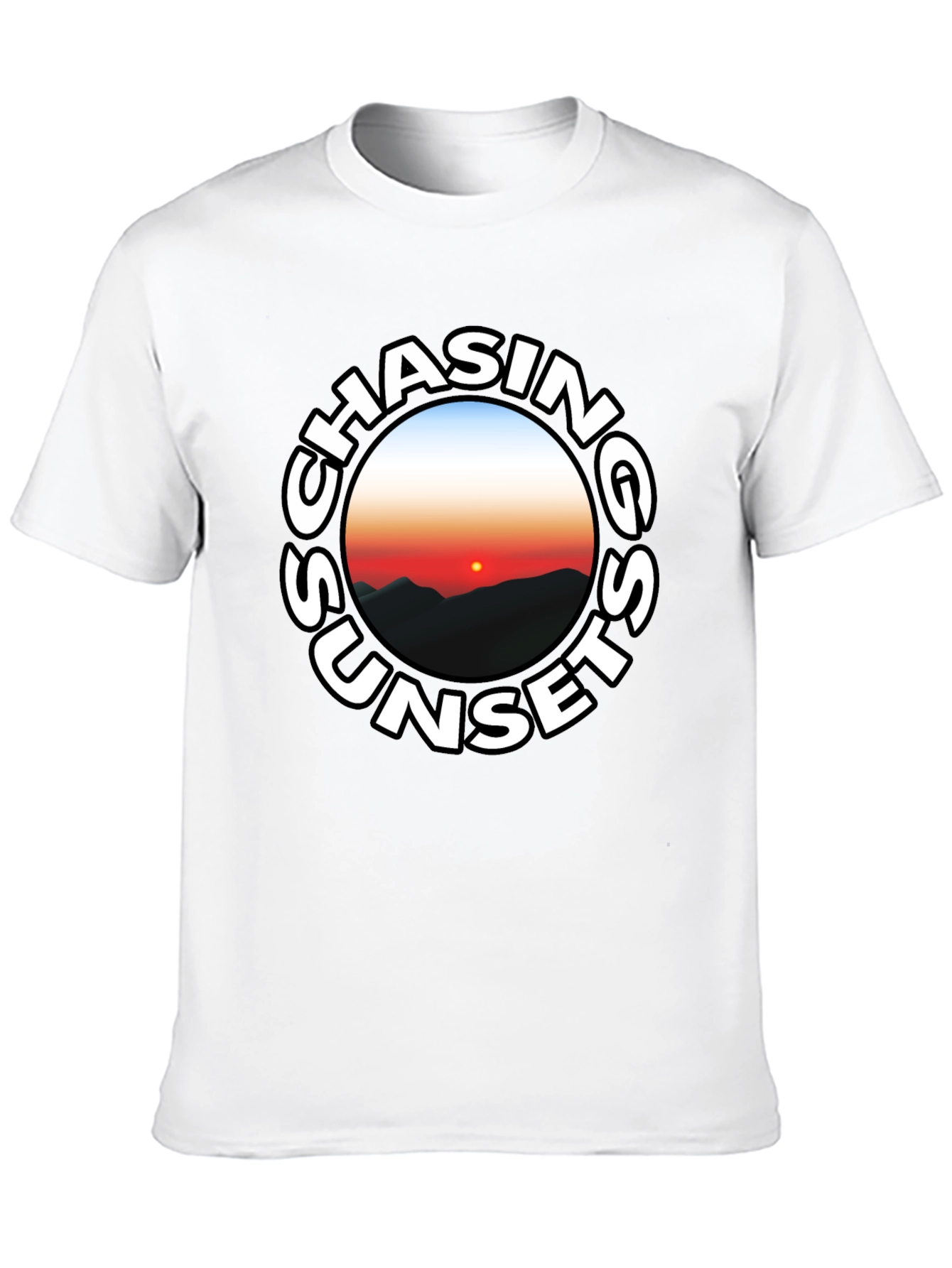 Chasing Sunsets Graphic Tee - Black Cotton T-Shirt