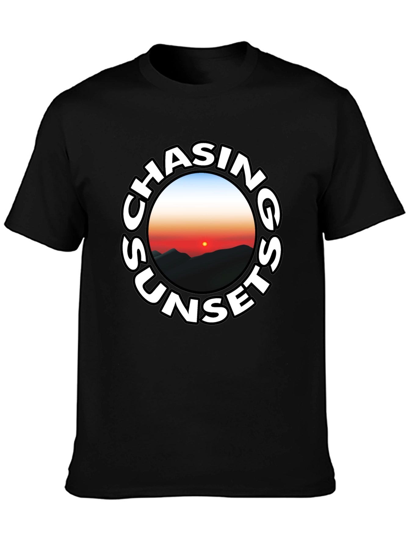 Chasing Sunsets Graphic Tee - Black Cotton T-Shirt