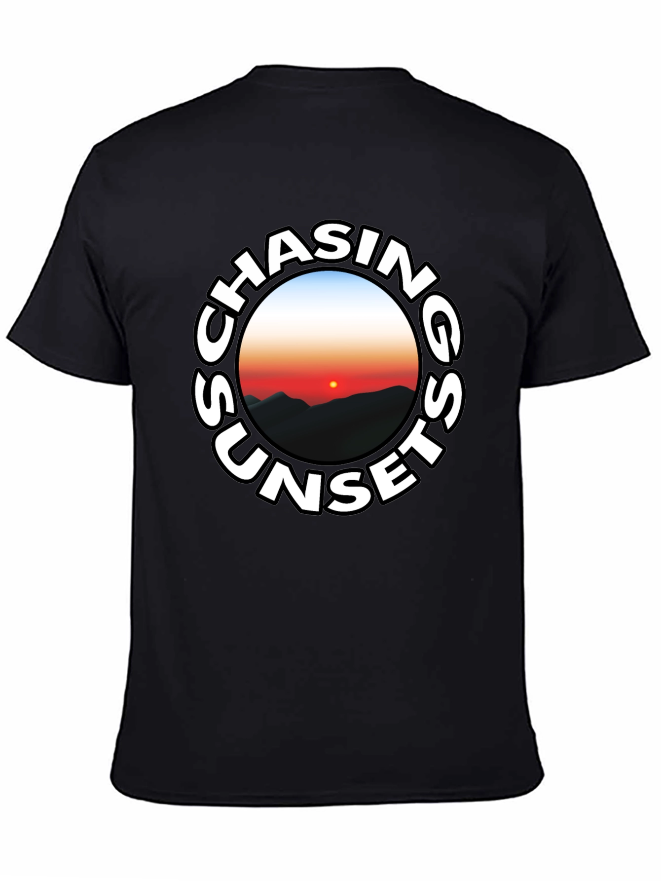Chasing Sunsets Graphic Tee - Black Cotton T-Shirt