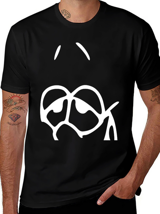 Abstract Face Graphic T-Shirt - Black