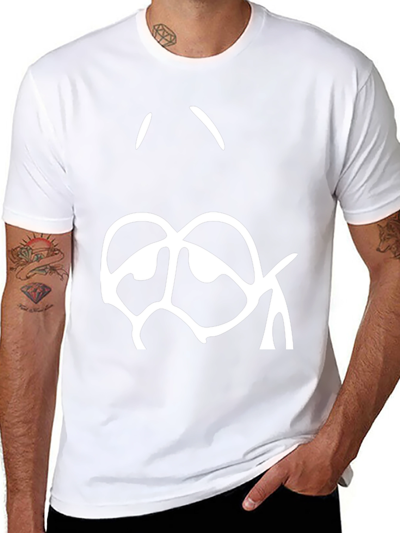 Abstract Face Graphic T-Shirt - Black