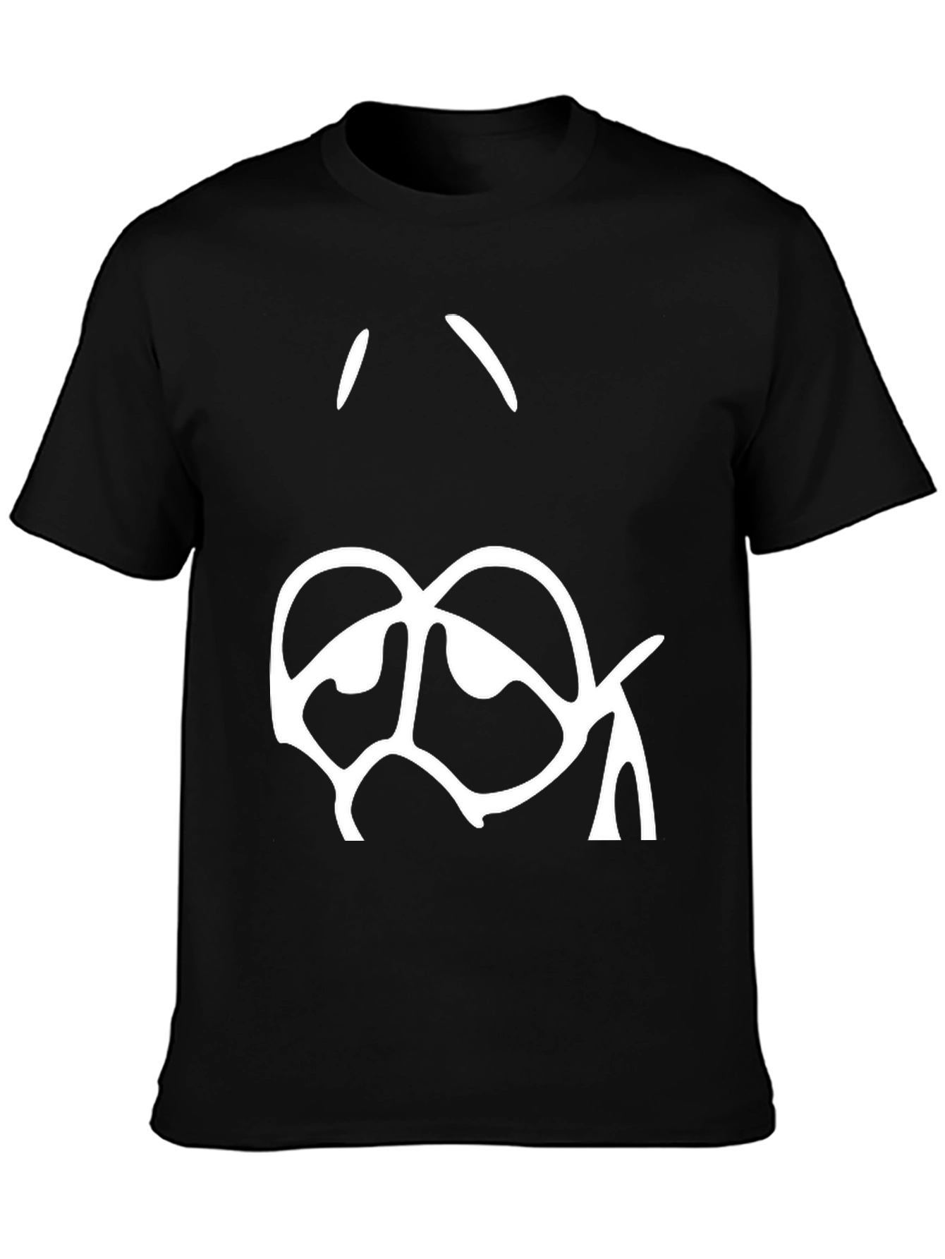 Abstract Face Graphic T-Shirt - Black